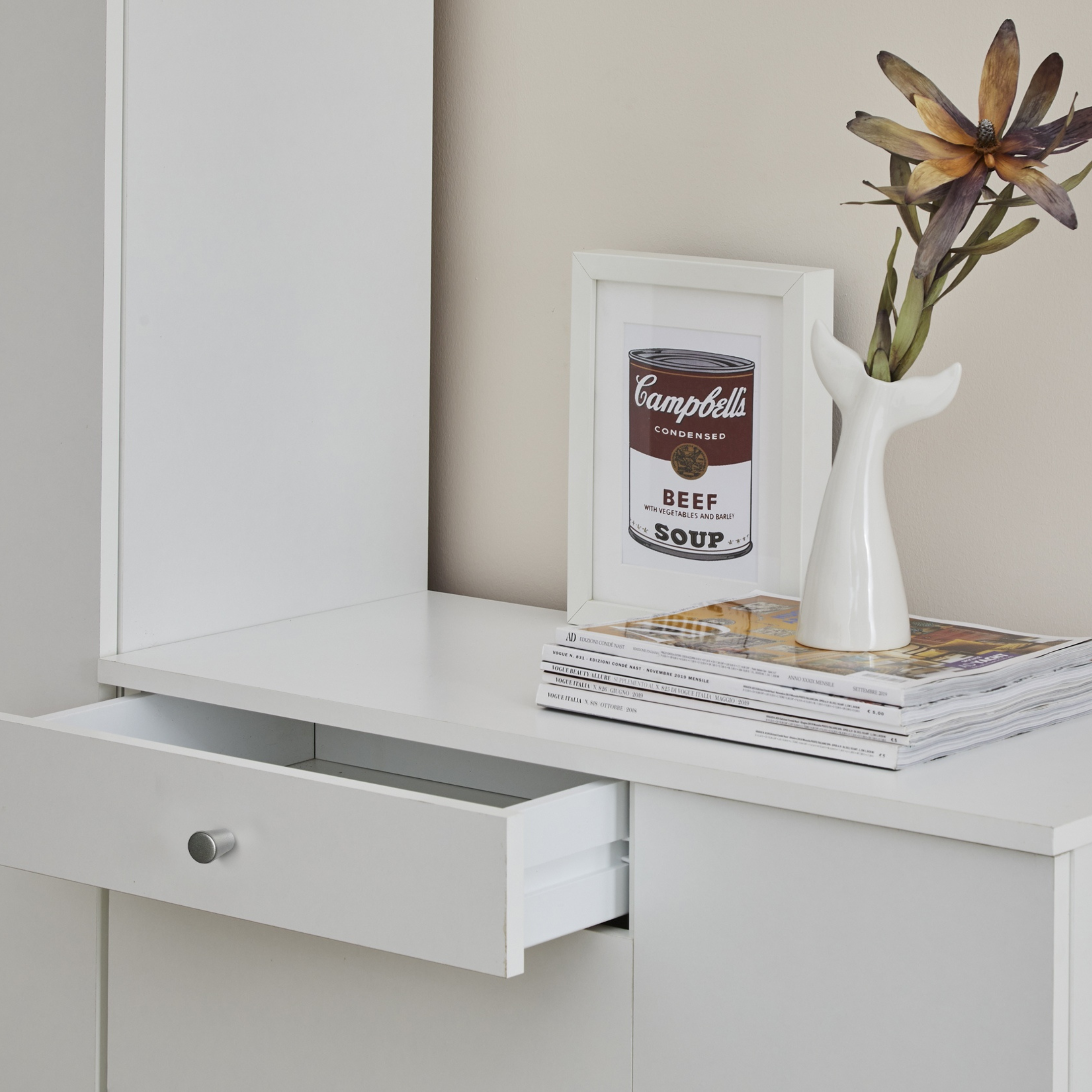 "Elisa" modern entrance hall cabinet with 2 doors and 1 drawer, 77x34 cm, 80 cm high