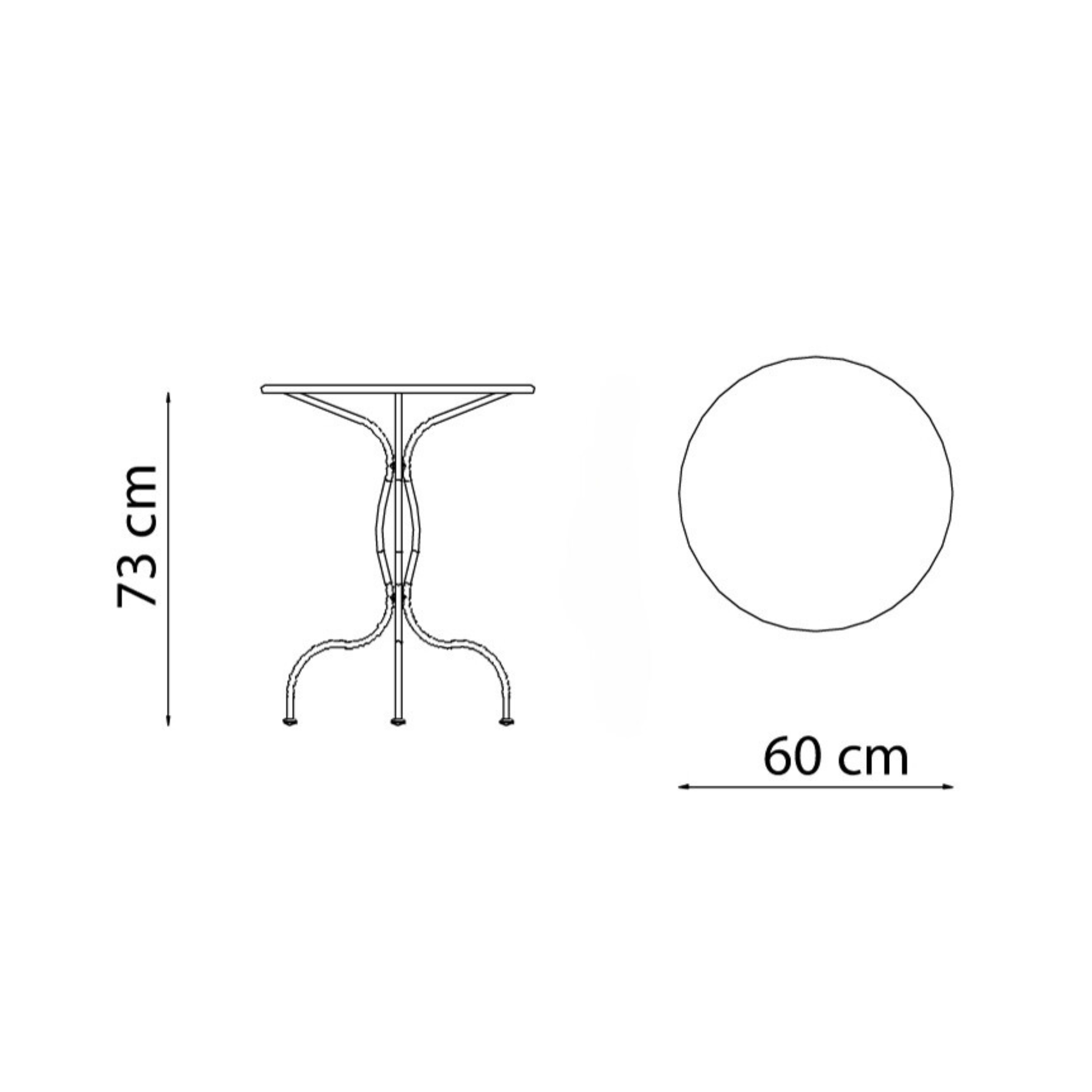 Round galvanized metal table "Rondò" for bars and gardens, dismountable, 60x60 cm, 75 cm high