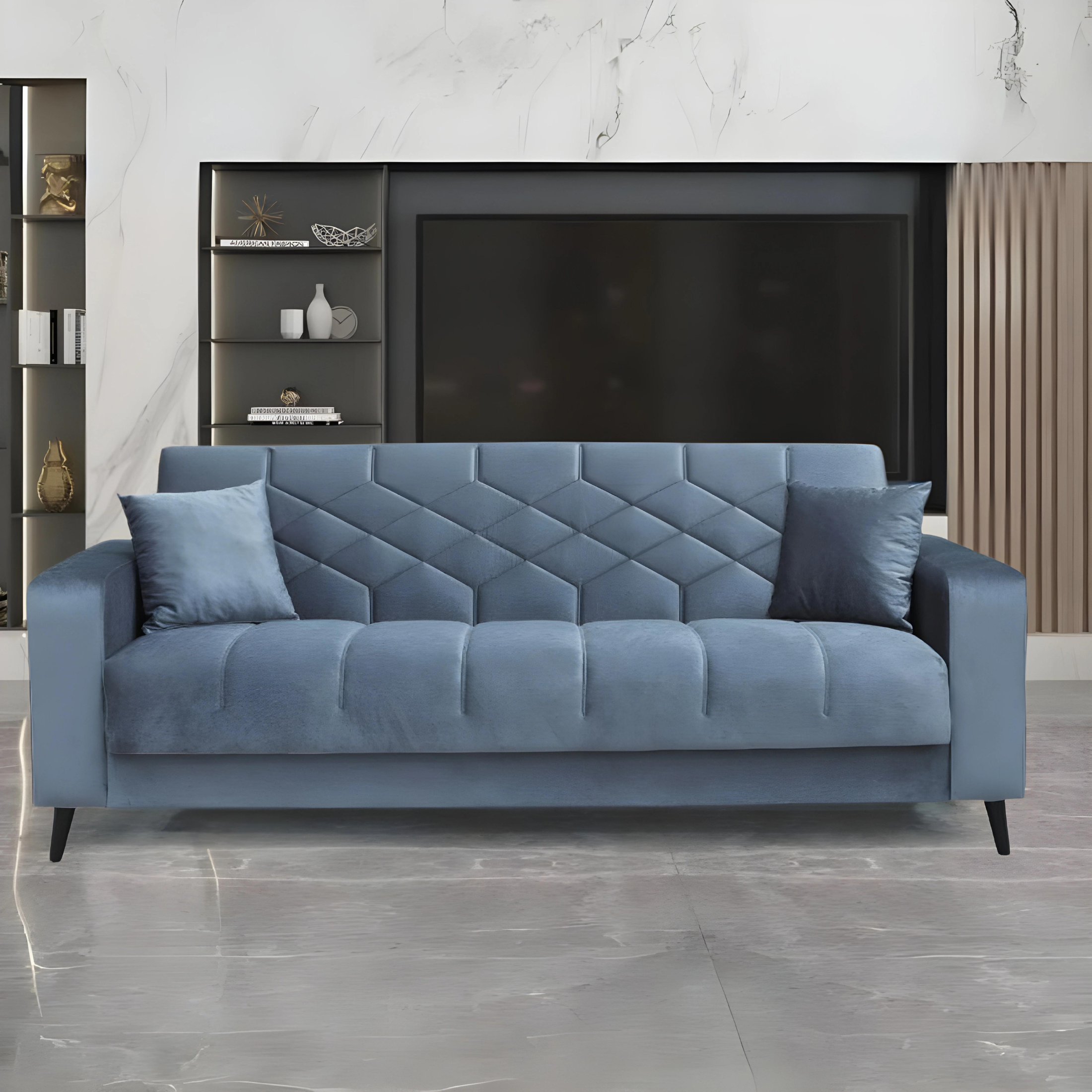 Modern 3-seater "Lisa" velvet sofa bed for living room, 225x85 cm, 84h