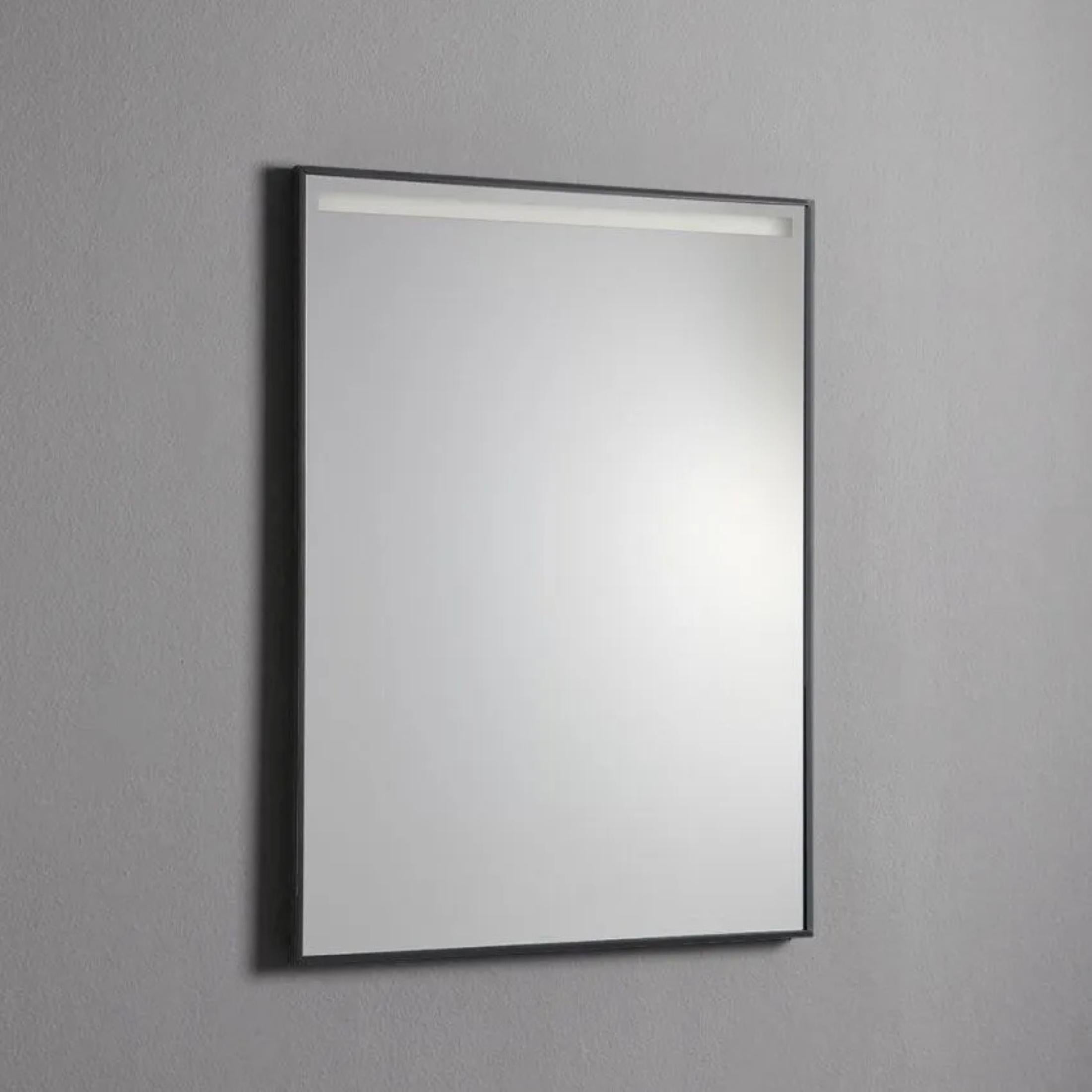 "Sombra" rectangular LED strip mirror with matt black frame