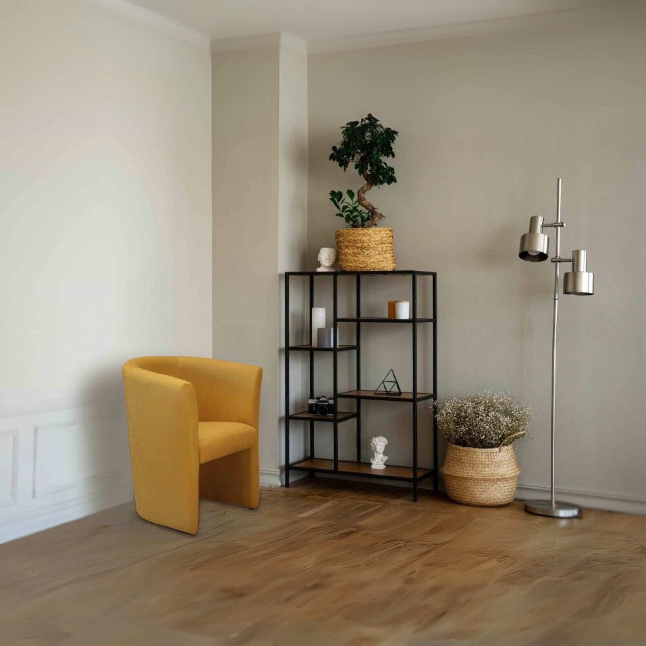 Sillón moderno de tela "Belize" con estructura de madera cm 63,5x62,5 76h