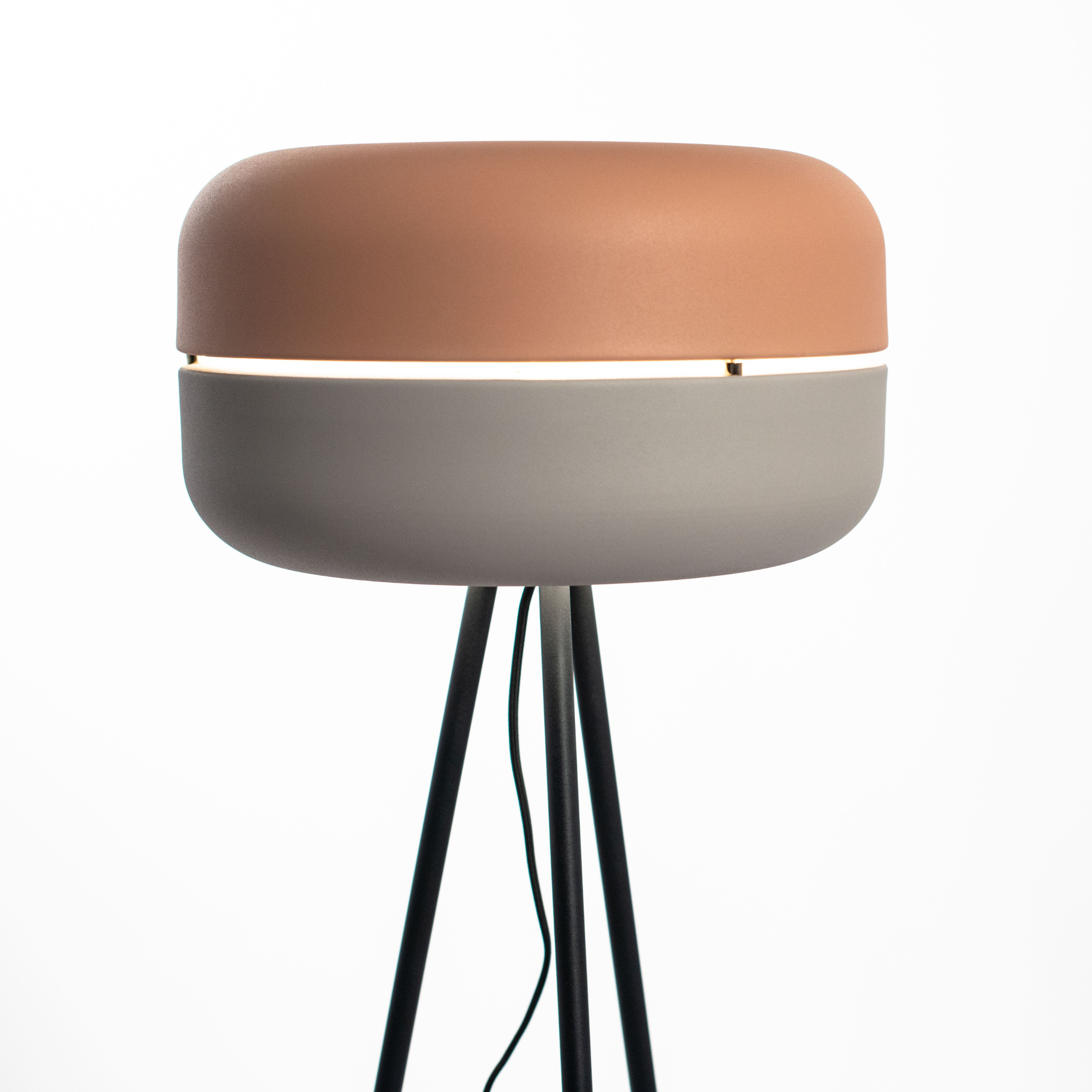 Metal lamp with "Spica" lampshade, floor, table and hanging