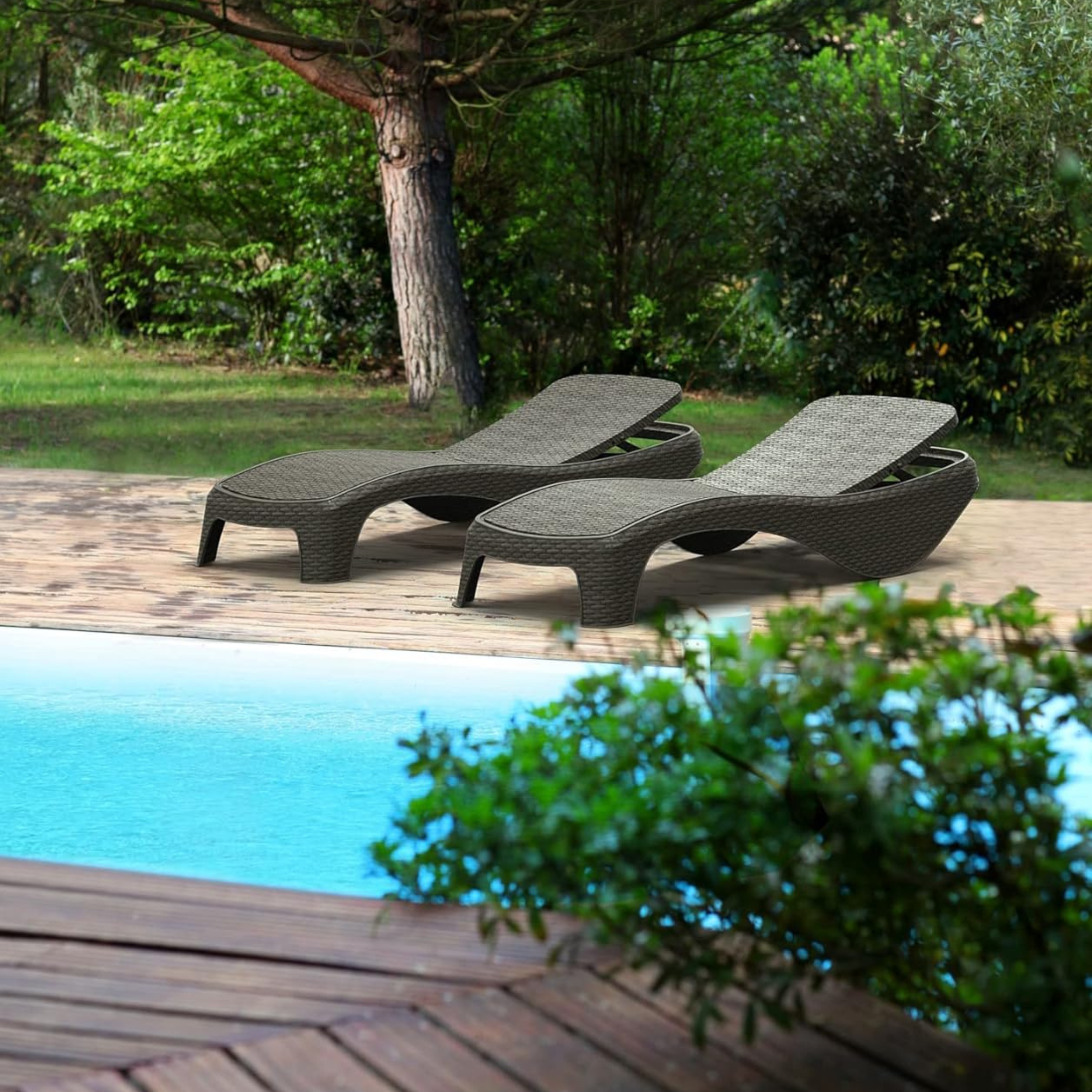 "Atlantic" reclining polyrattan sun lounger, 197x74 cm, 36h