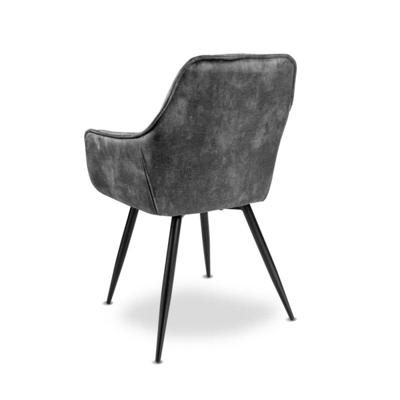 Set of "Senna" dining chairs upholstered in velvet with black metal legs, 59x60 cm, 86h