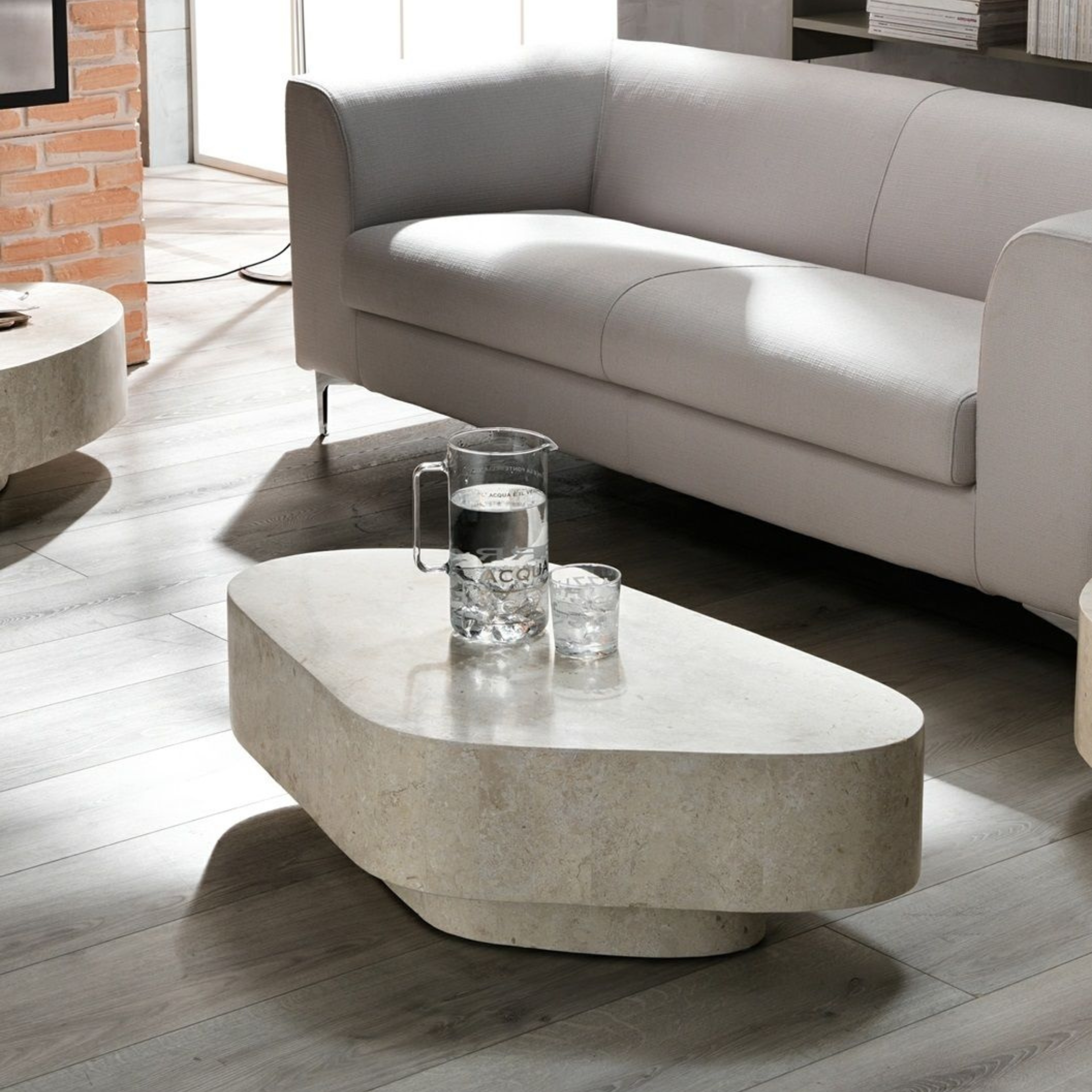 Low table in fossil stone coffee table "Gary" cm 100x52 28h