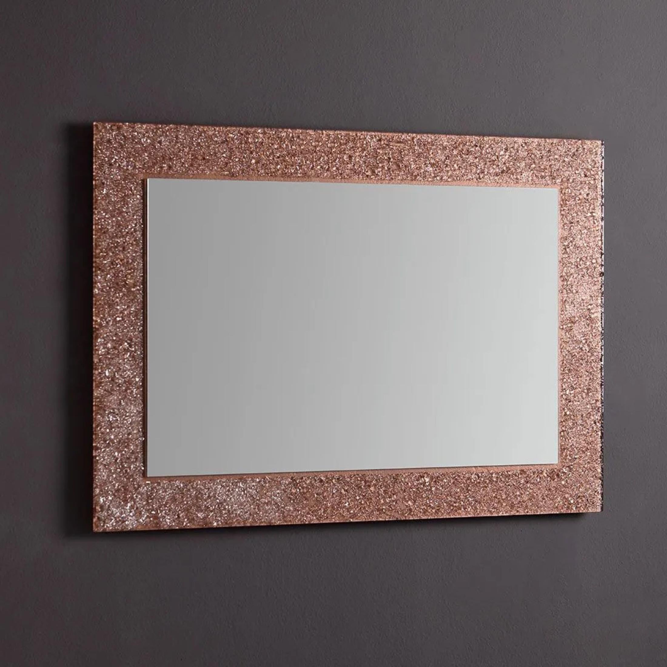 Rectangular LED mirror "Serranova" with glass grit frame 98x70 cm