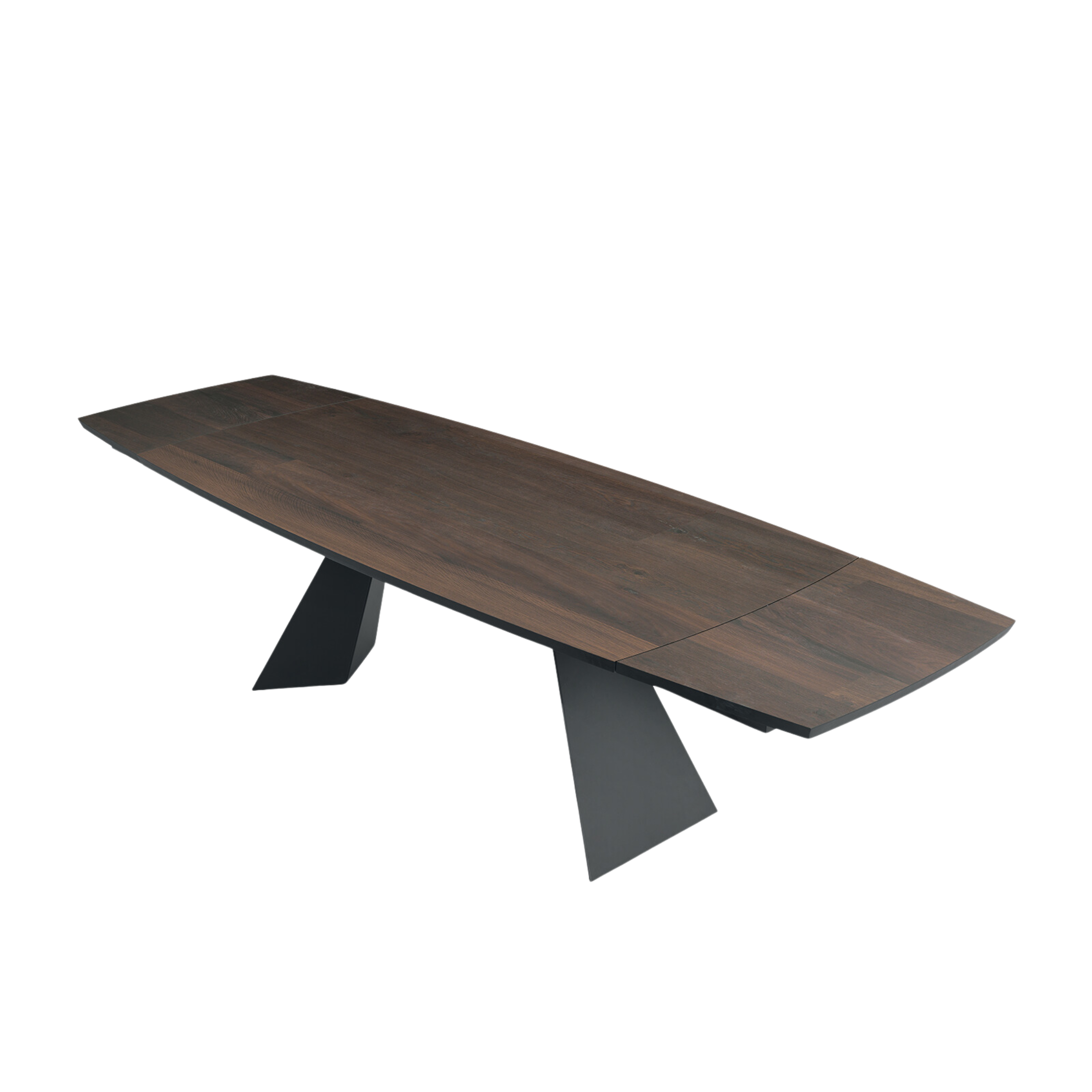 Modern extendable table "Nora" with metal base and oak top