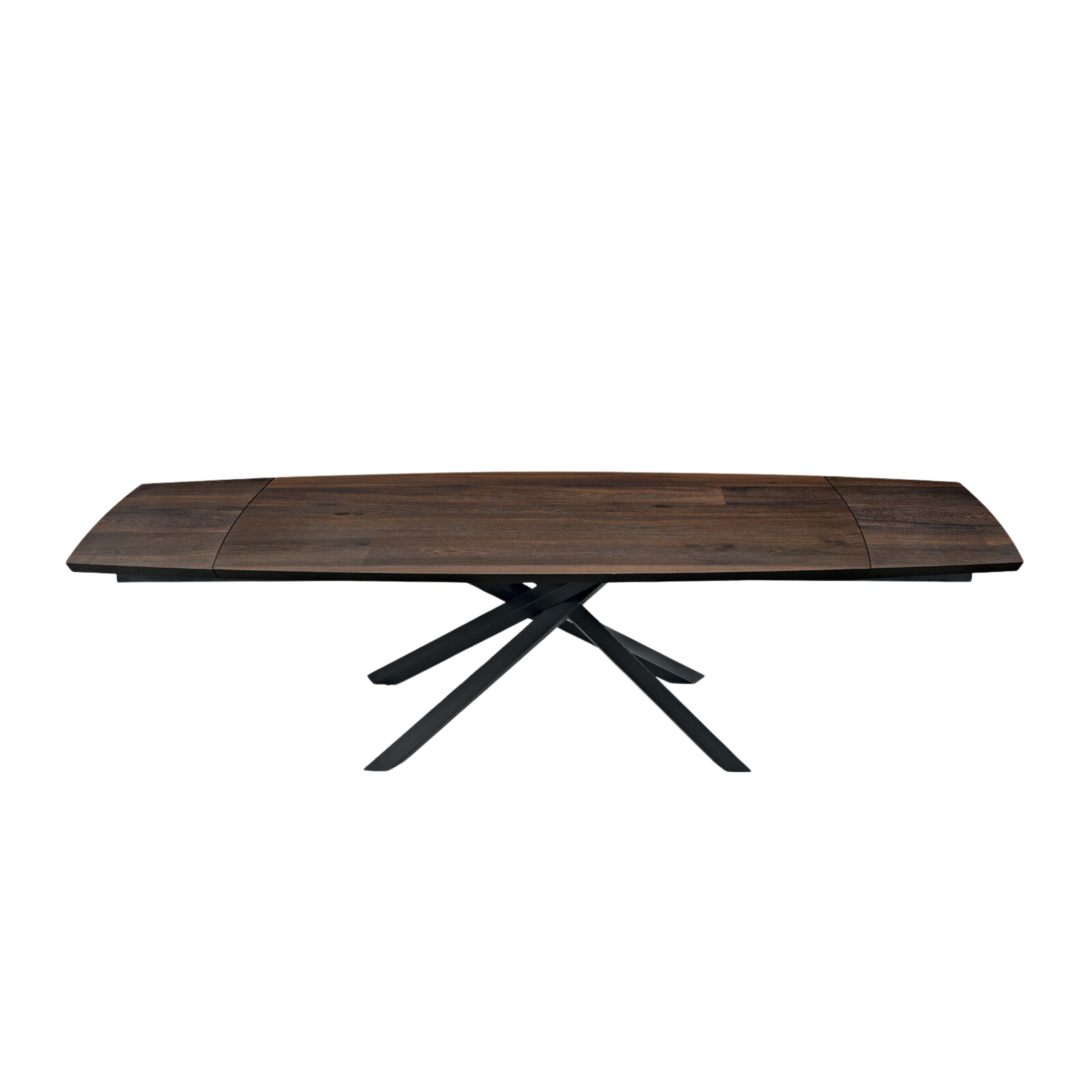 Modern extendable table "Alan" with metal base and oak top