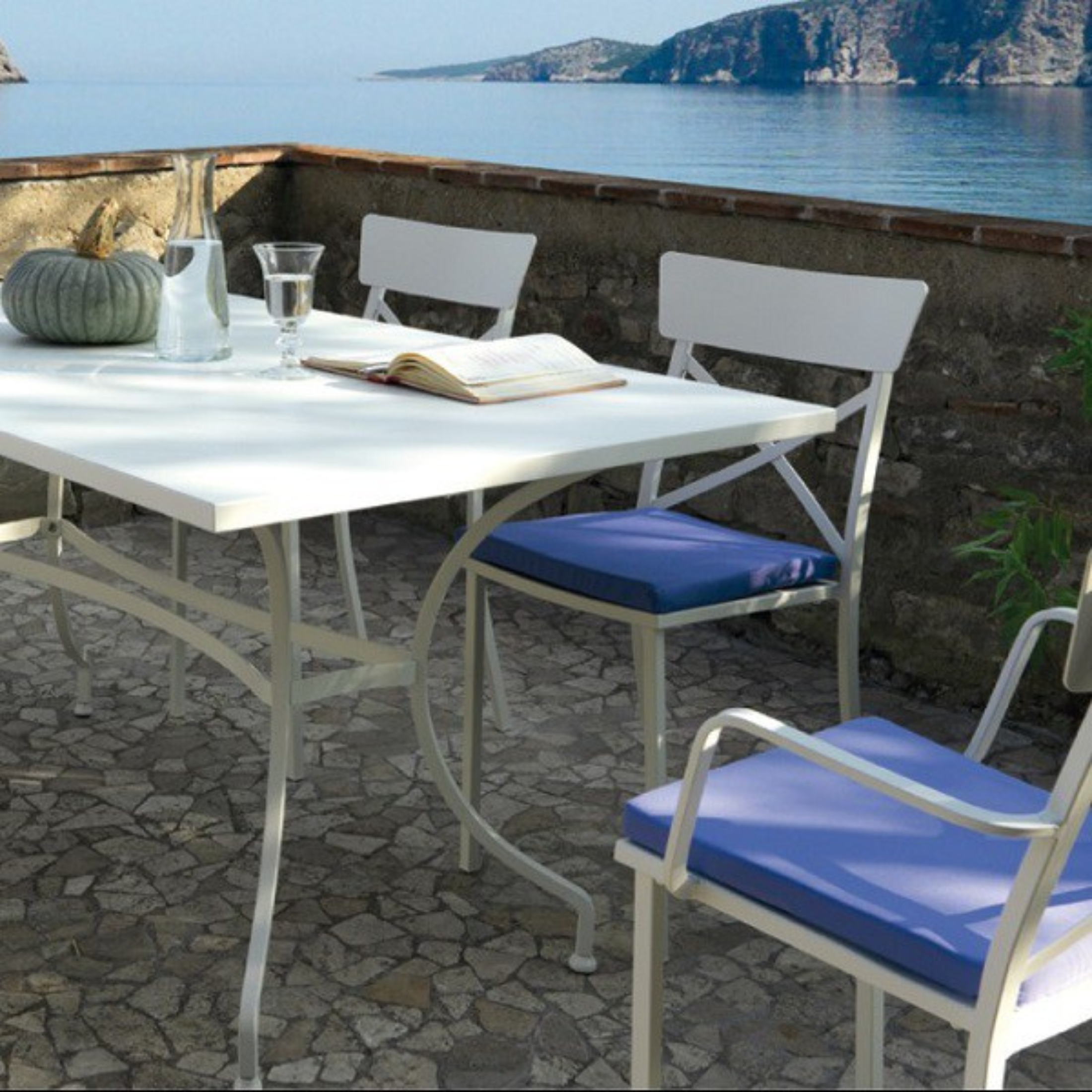 "Tosca" rectangular galvanized metal dining table for the garden, 180x90 cm, 75 cm high