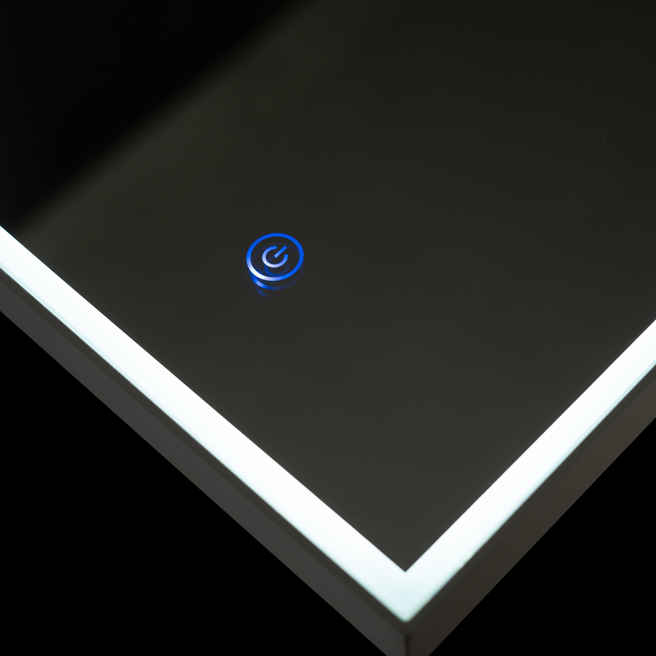 Specchio led da parete "Barbara" cornice in alluminio rettangolare cm 100x5 80h