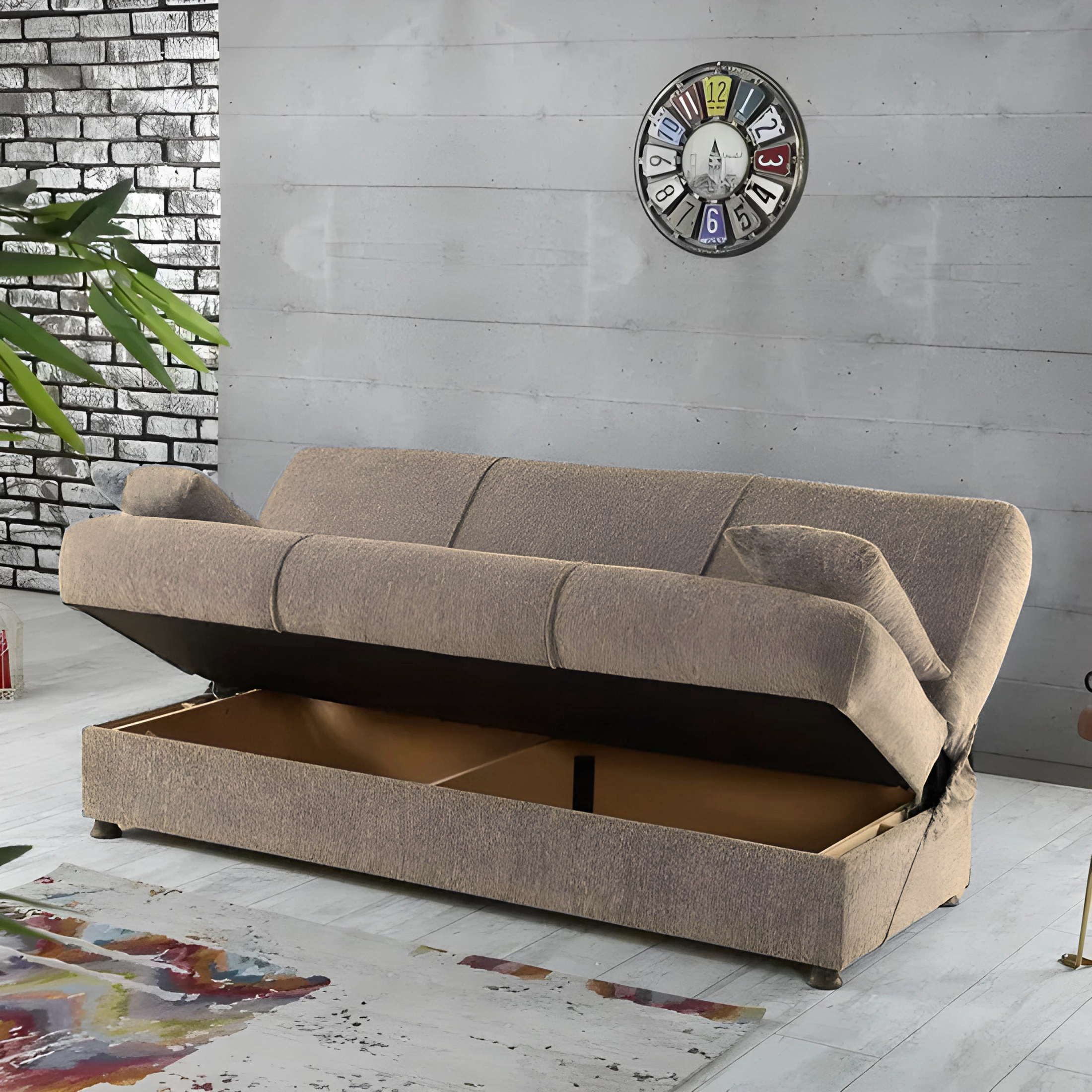 Modern "Jim" fabric sofa bed with storage cm 190x64 90h