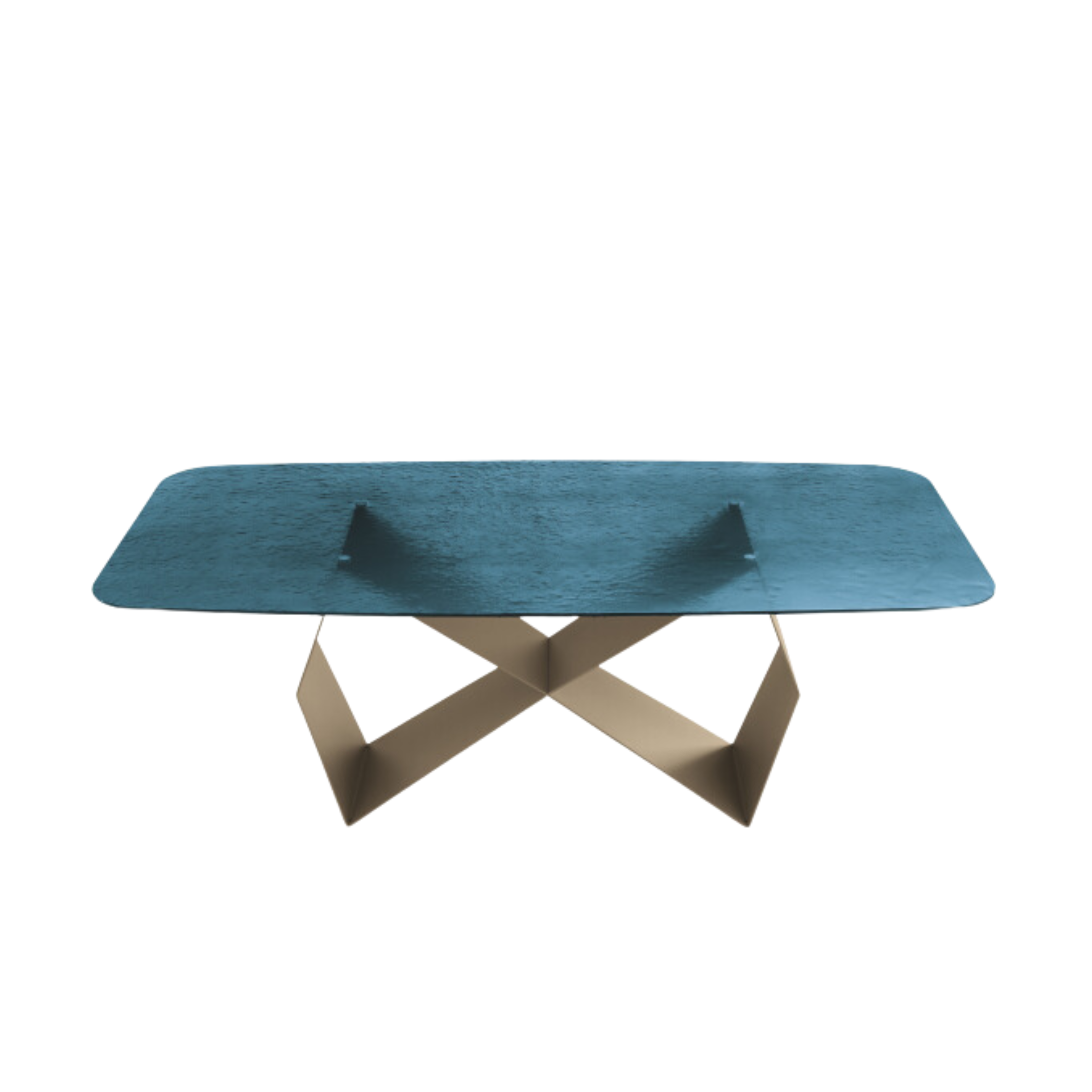 "Karlito" modern fixed table with painted metal base, 210x110 cm, 75 cm high.