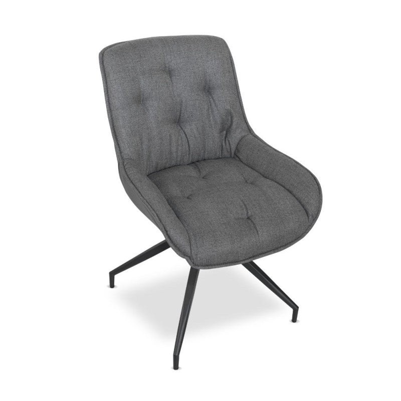 Set of "Agora" dining chairs upholstered in eco-leather with black metal legs cm 58.5x66.5 87h