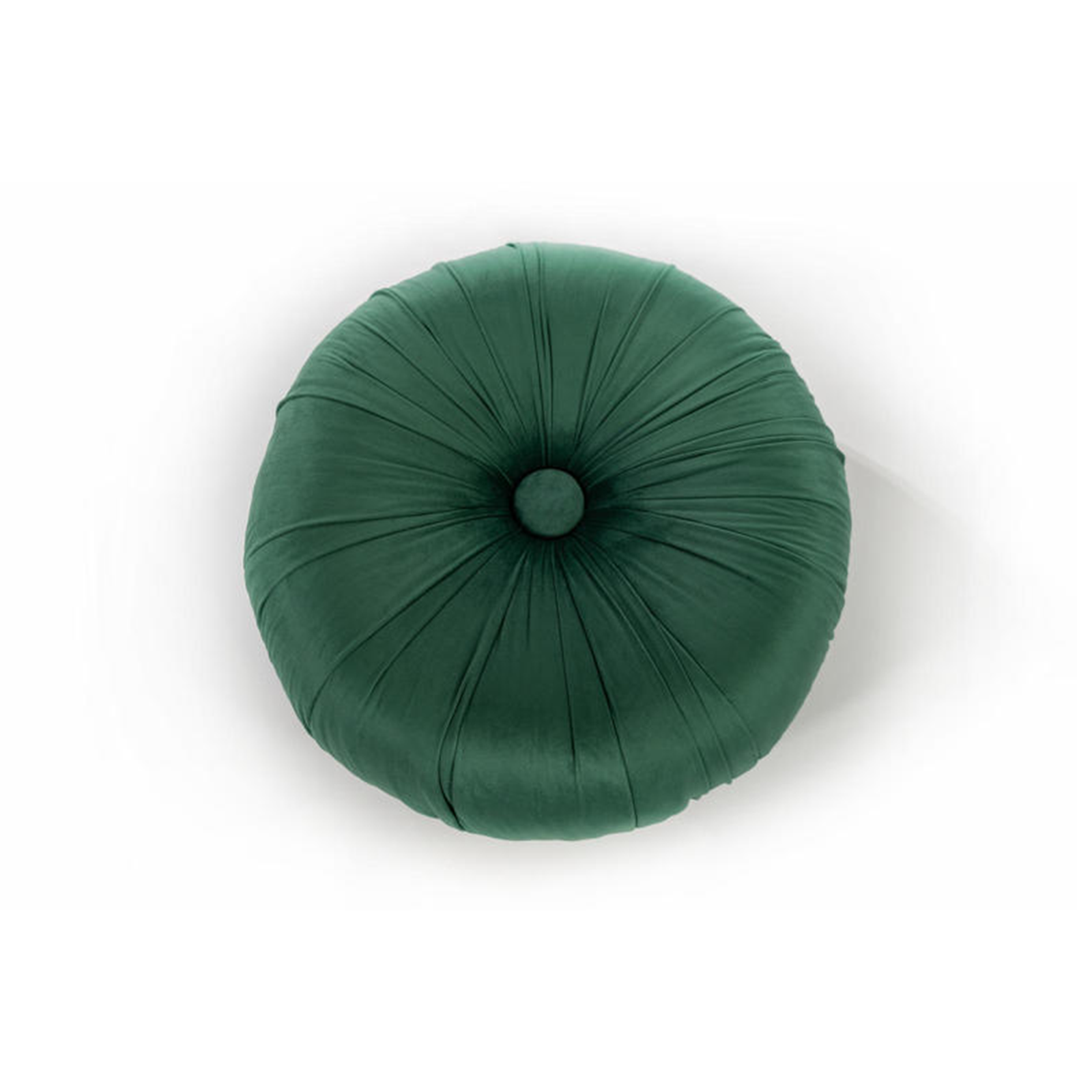 Round "Mathilde" pouf stool for the living room in velvet, 36x36 cm, 30 cm high.