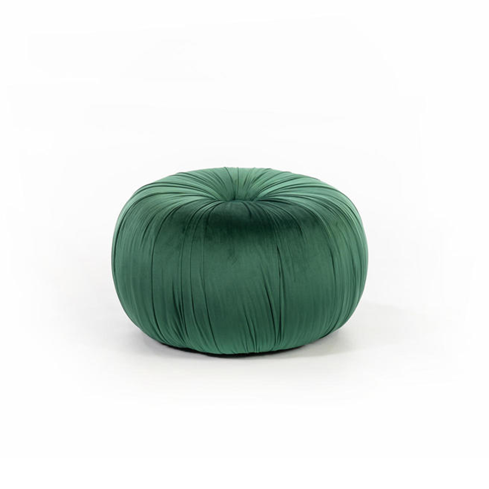Round "Mathilde" pouf stool for the living room in velvet, 36x36 cm, 30 cm high.