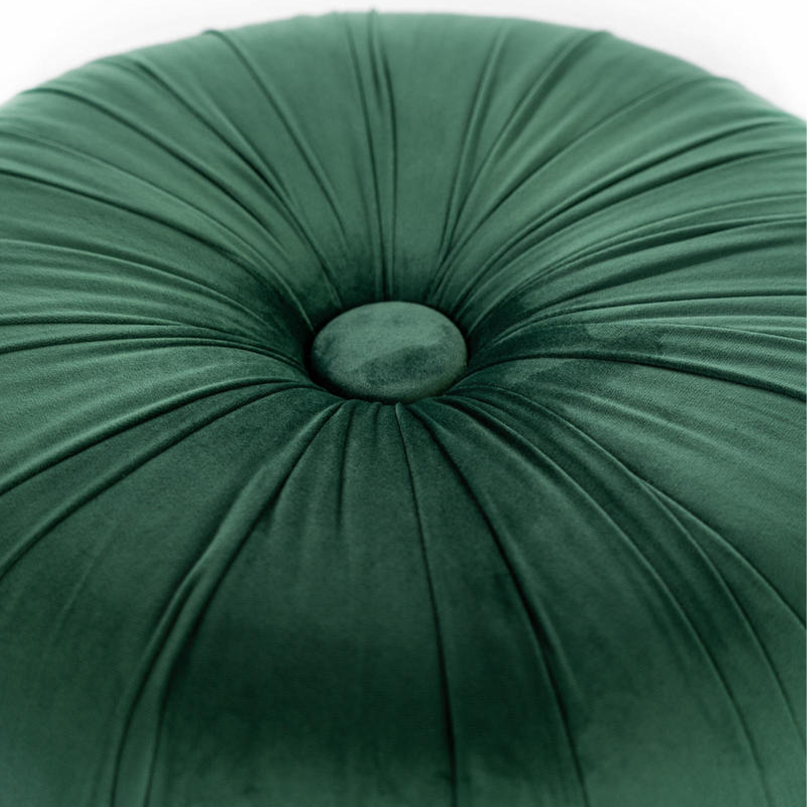 Round "Mathilde" pouf stool for the living room in velvet, 36x36 cm, 30 cm high.
