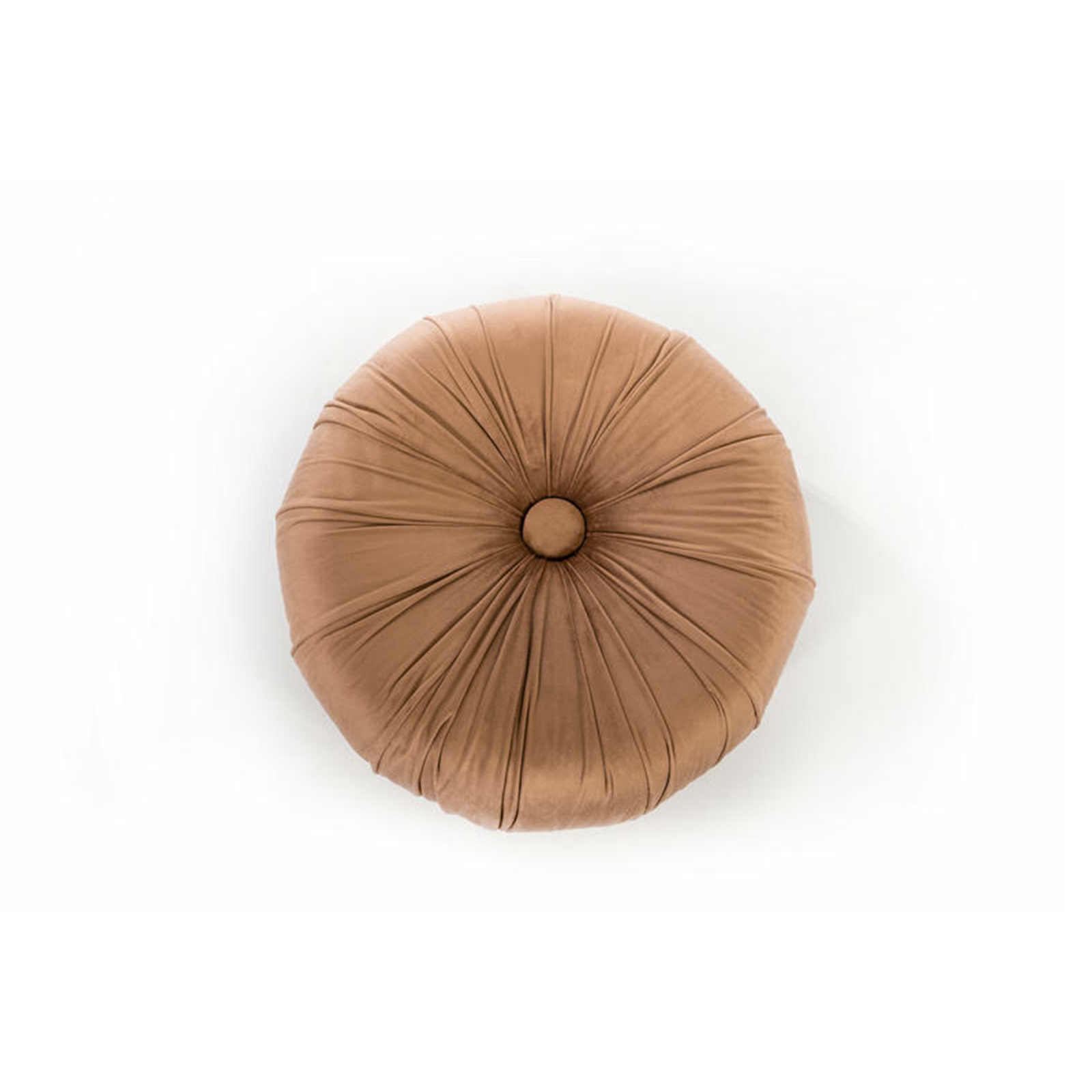 Round "Mathilde" pouf stool for the living room in velvet, 36x36 cm, 30 cm high.