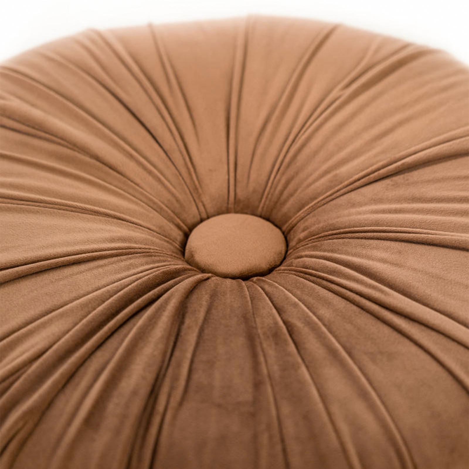 Round "Mathilde" pouf stool for the living room in velvet, 36x36 cm, 30 cm high.