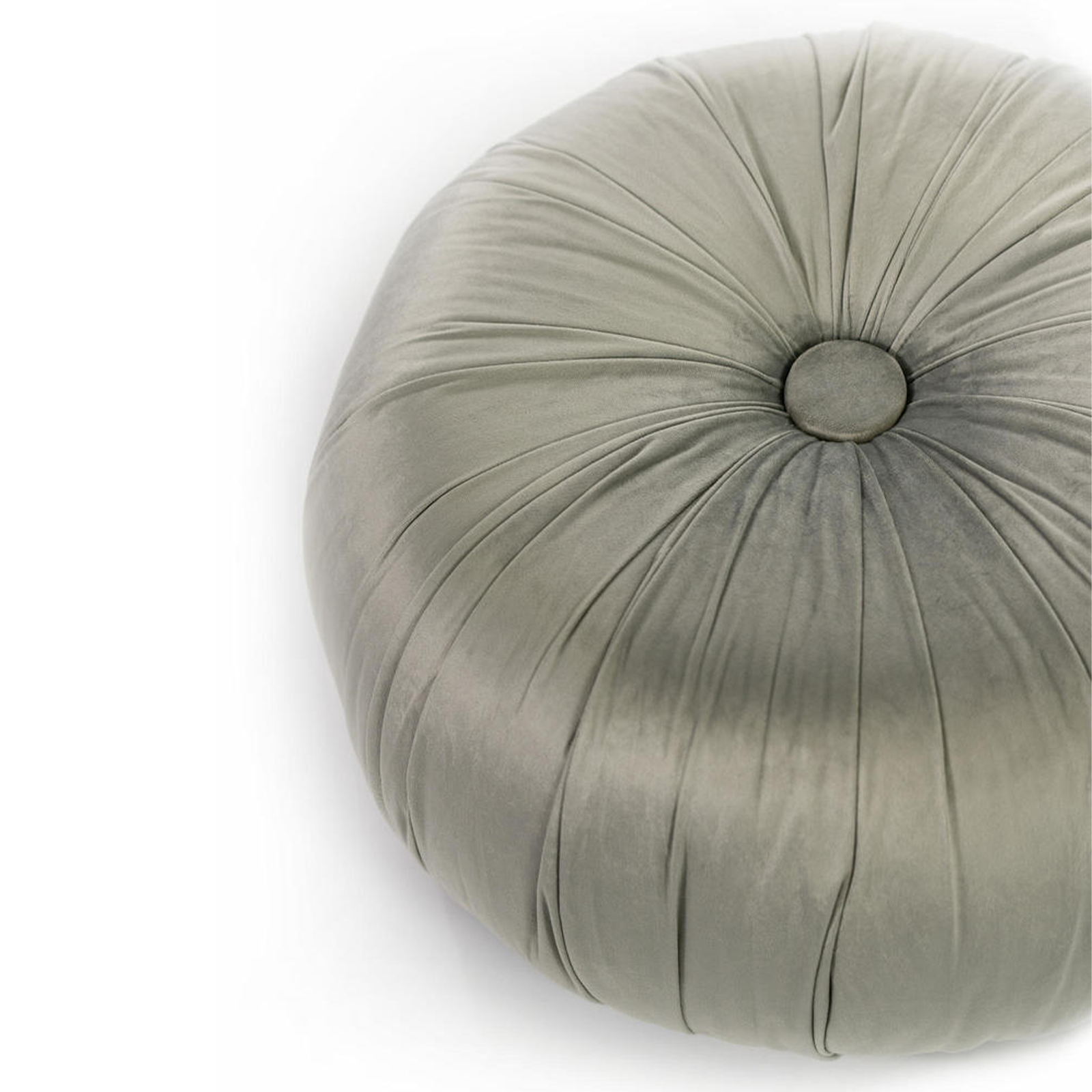 Round "Mathilde" pouf stool for the living room in velvet, 36x36 cm, 30 cm high.