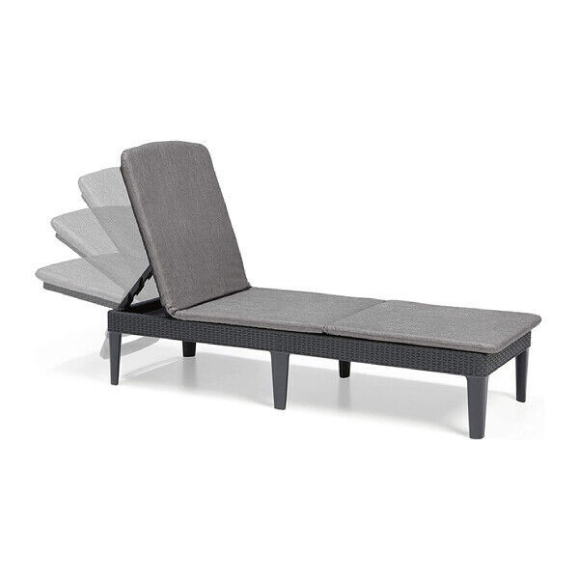 "Jaipur" rattan sun lounger with reclining backrest, 189x72 cm, 96h