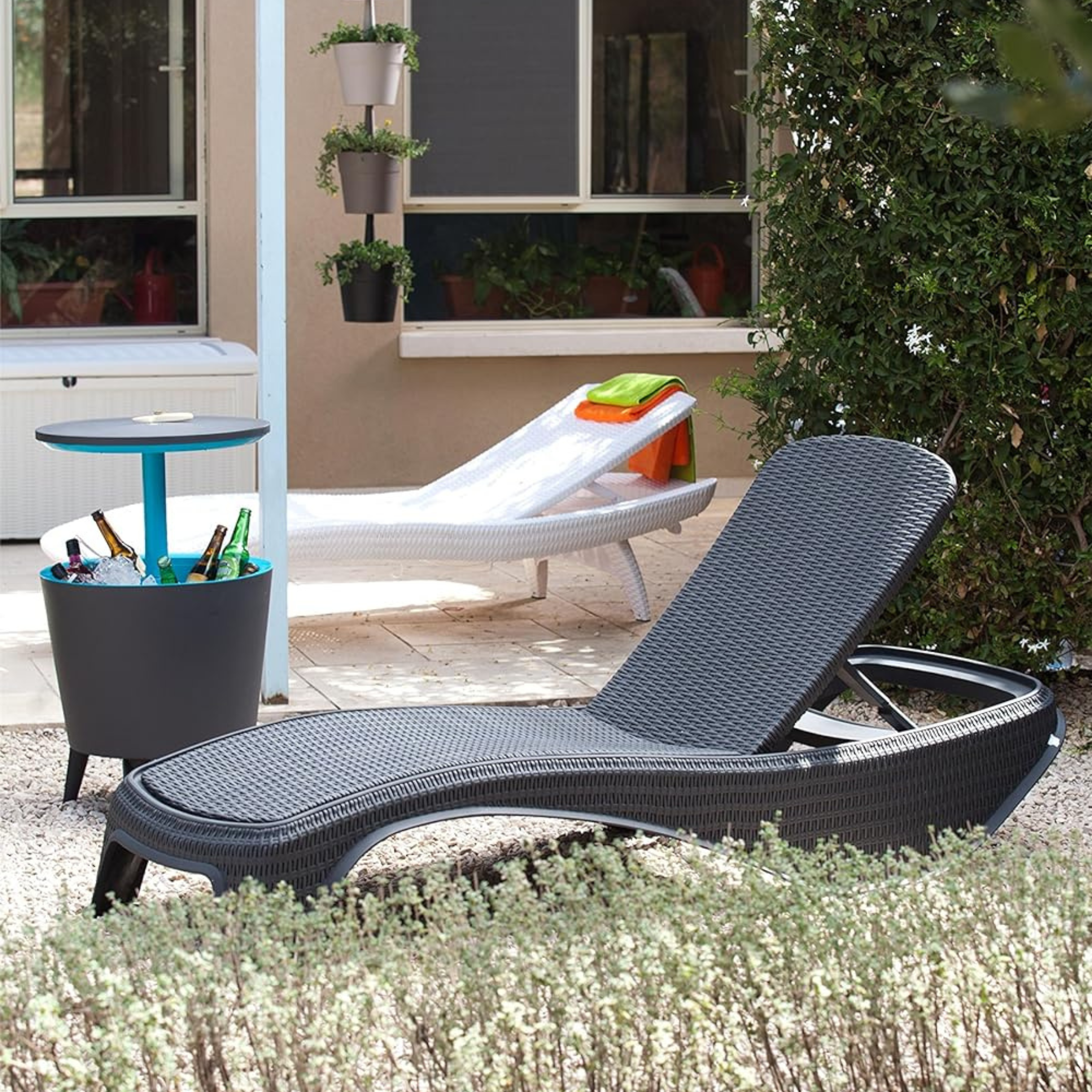 "Atlantic" reclining polyrattan sun lounger, 197x74 cm, 36h
