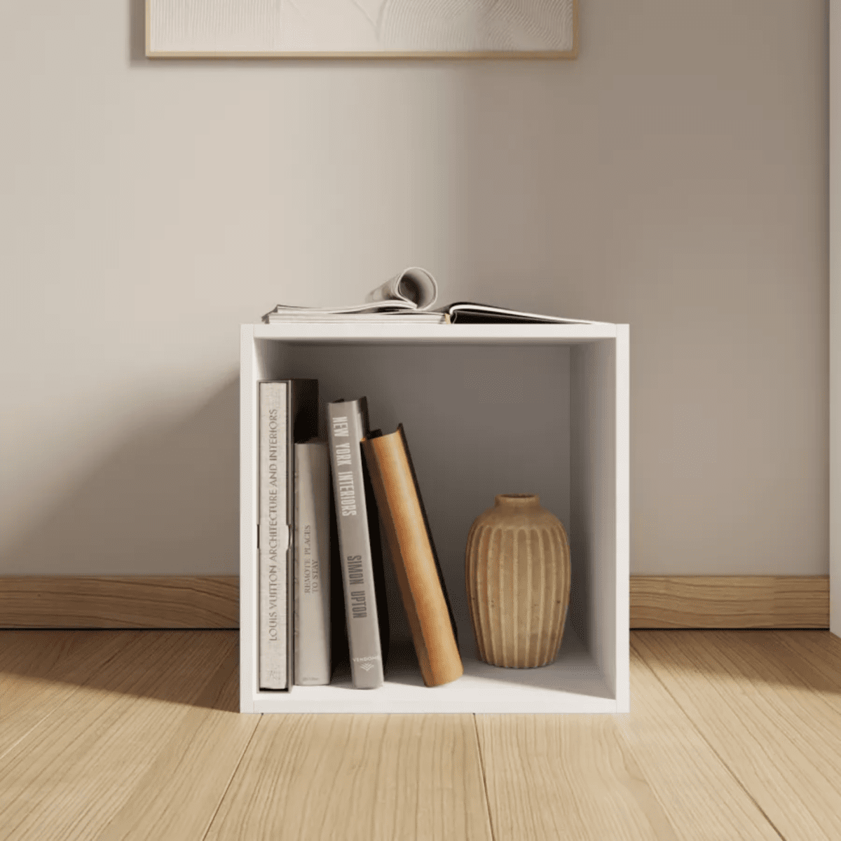 Mensola a giorno colorata "Cubo" in legno cm 35x35 29h - MondoViro