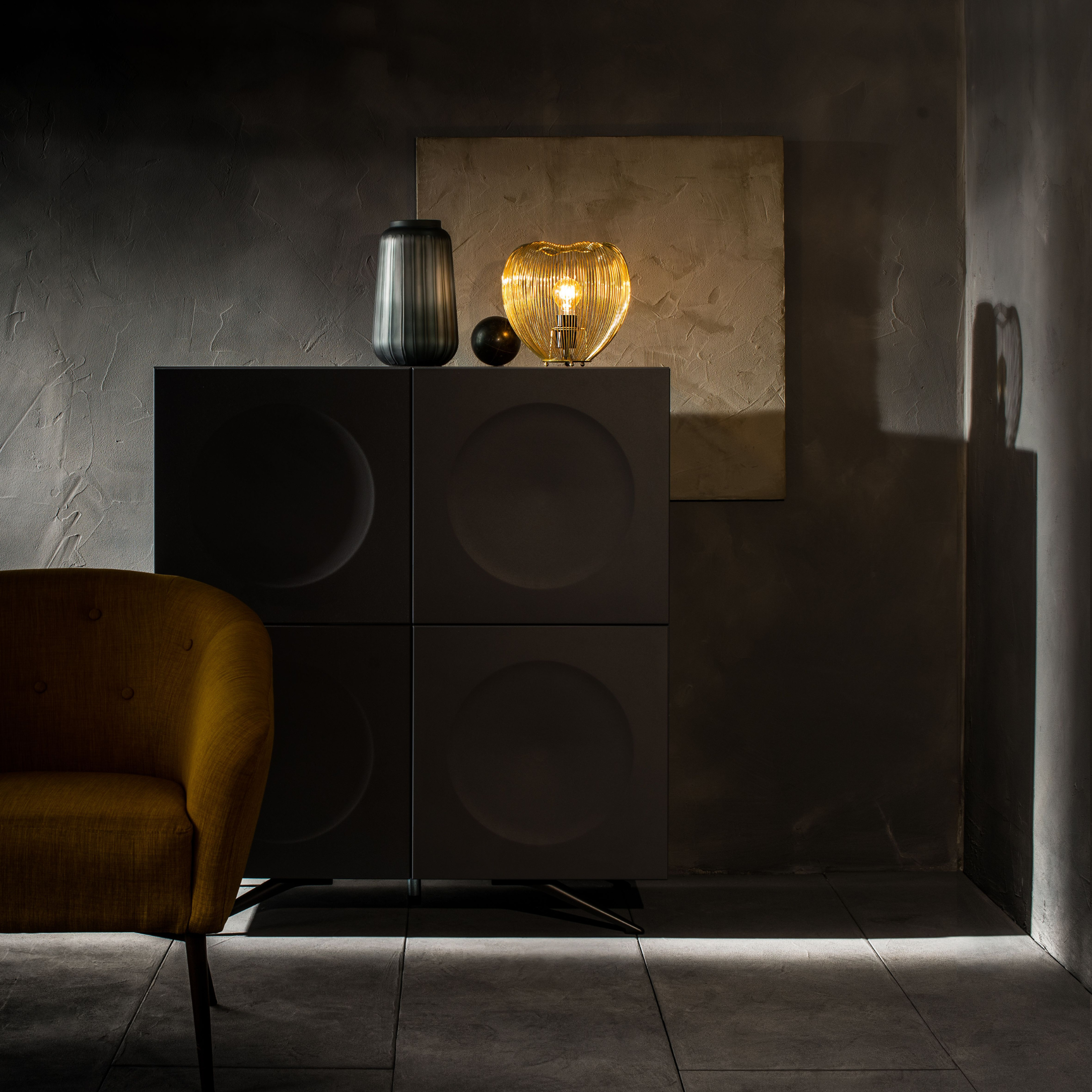 "Sirio" hanging and table lamp with metal shade