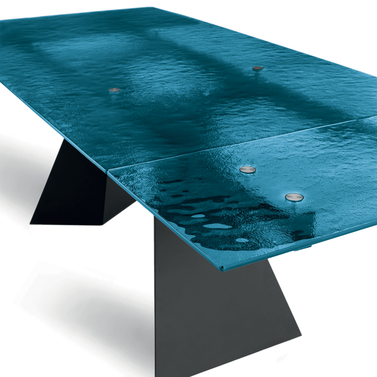 Tavolo allungabile da pranzo "Rubino" con piano in vetro martellato - MondoViro