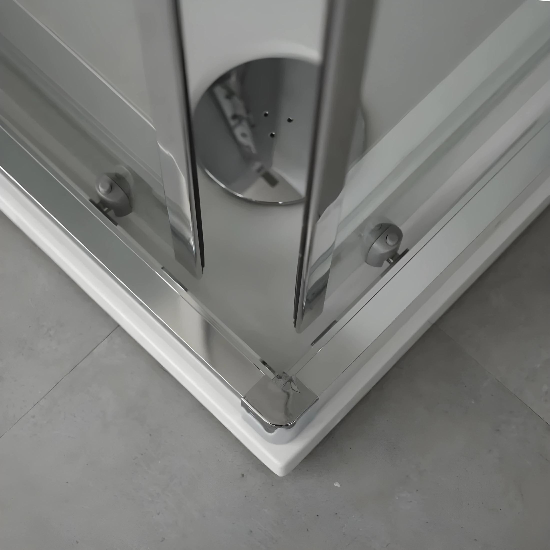 Modern shower enclosure with flat profile "Ferrara Two" in tempered glass and aluminum