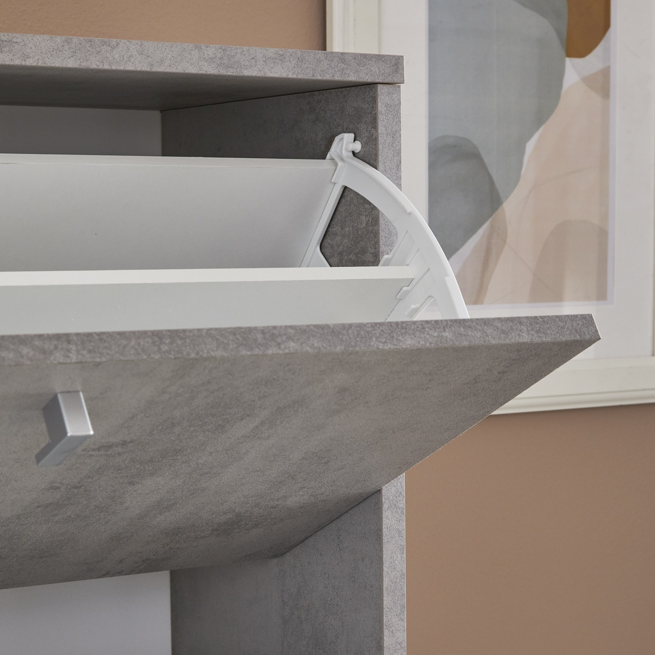 "Pegaso1" 5-door mirrored shoe rack in wood, 63x29 cm, 190 cm high.