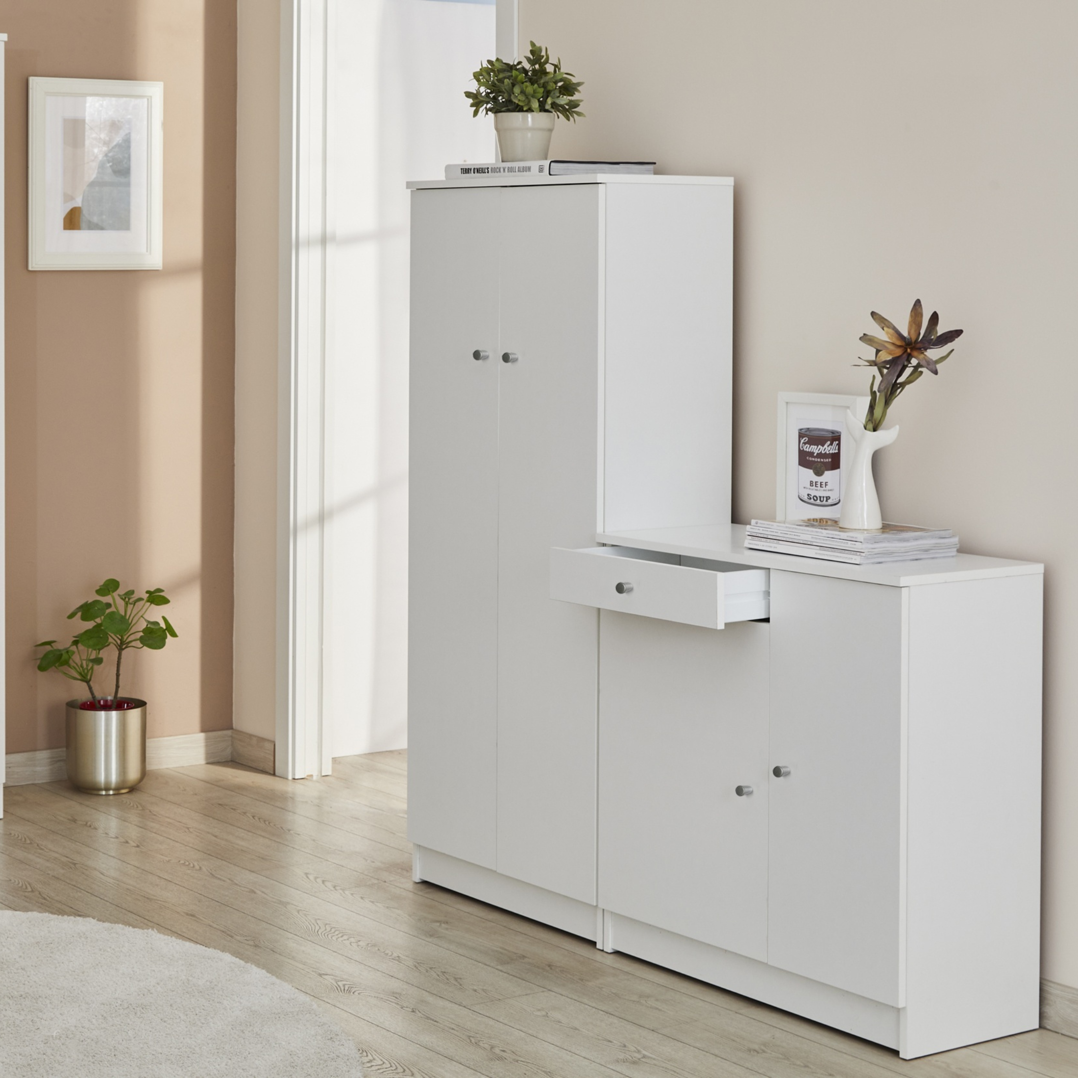 "Elisa" modern entrance hall cabinet with 2 doors and 1 drawer, 77x34 cm, 80 cm high