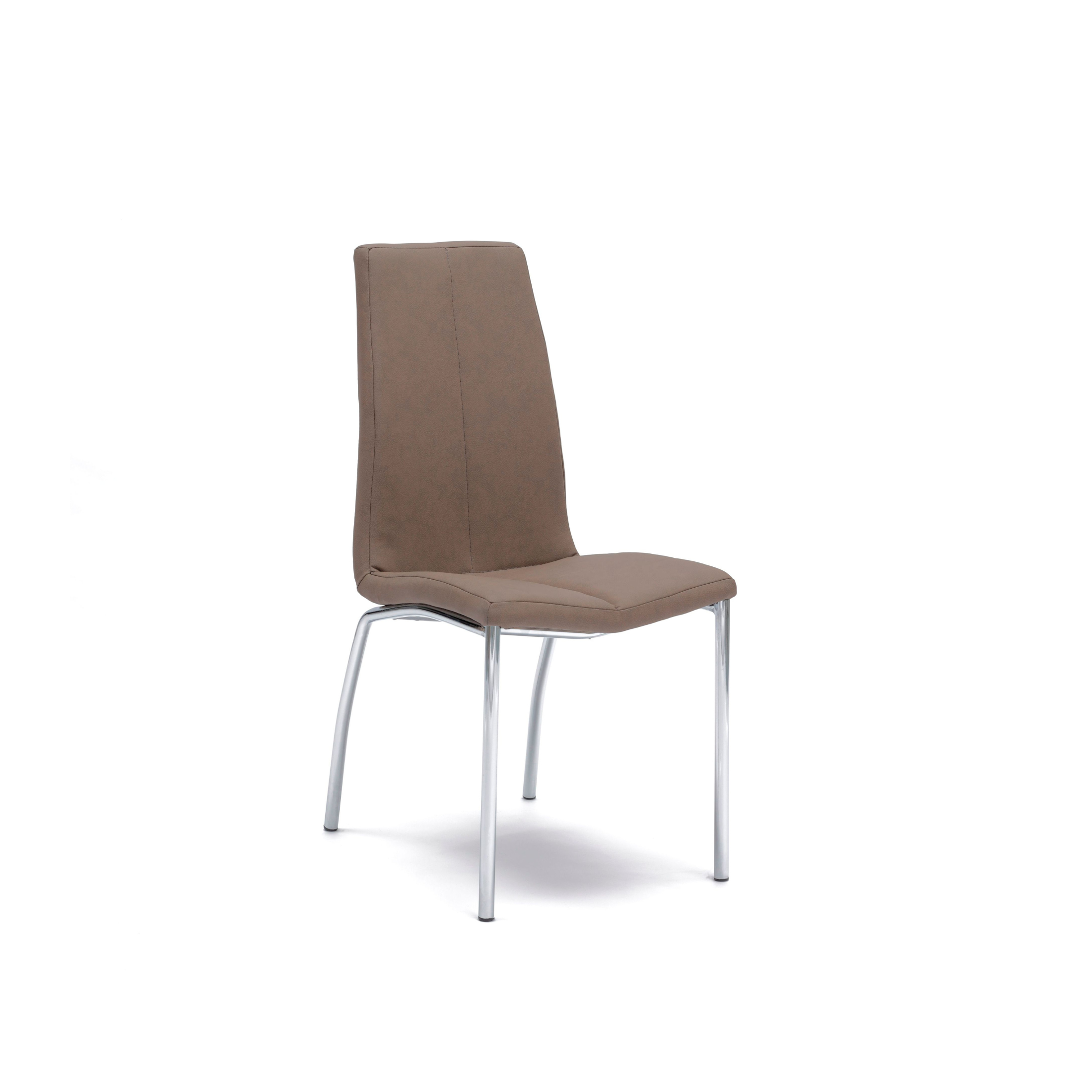Set of modern "Pilea" upholstered chairs in faux leather with metal legs, 44x43 cm, 92 cm high.