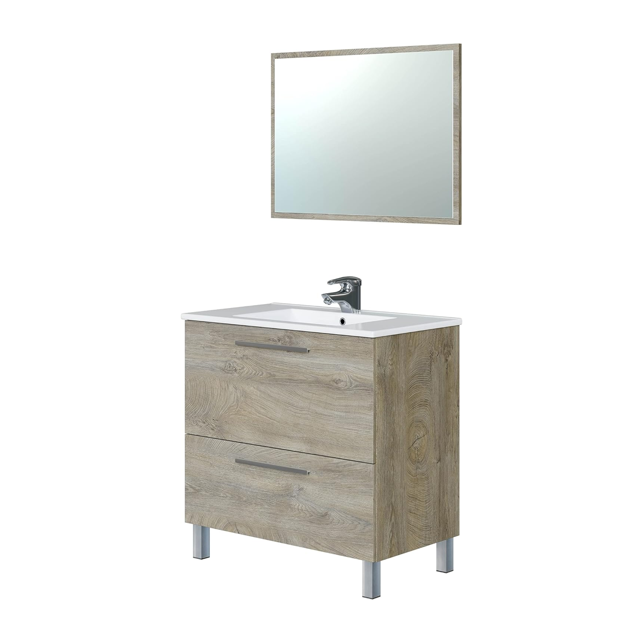"Abaco" bathroom furniture kit with mirror, 1 door and 1 drawer without sink