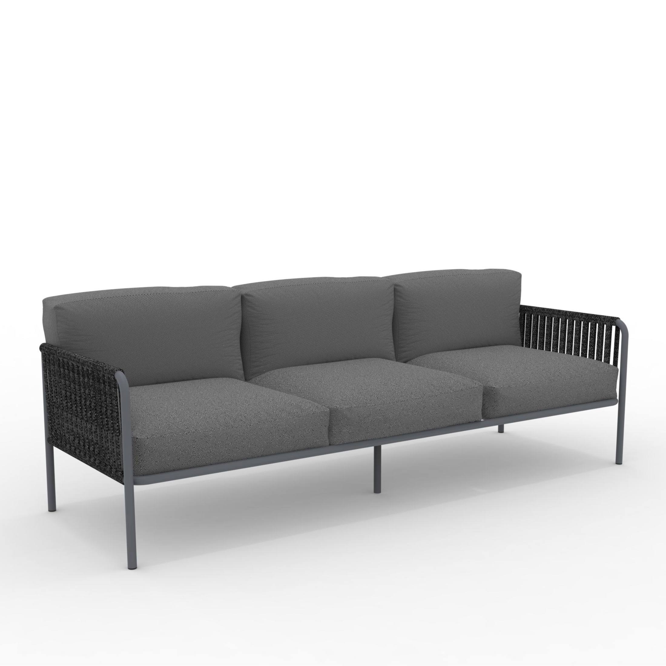 3-seater sofa with rope backrest "Key West3" with cushions cm 240x83 78h