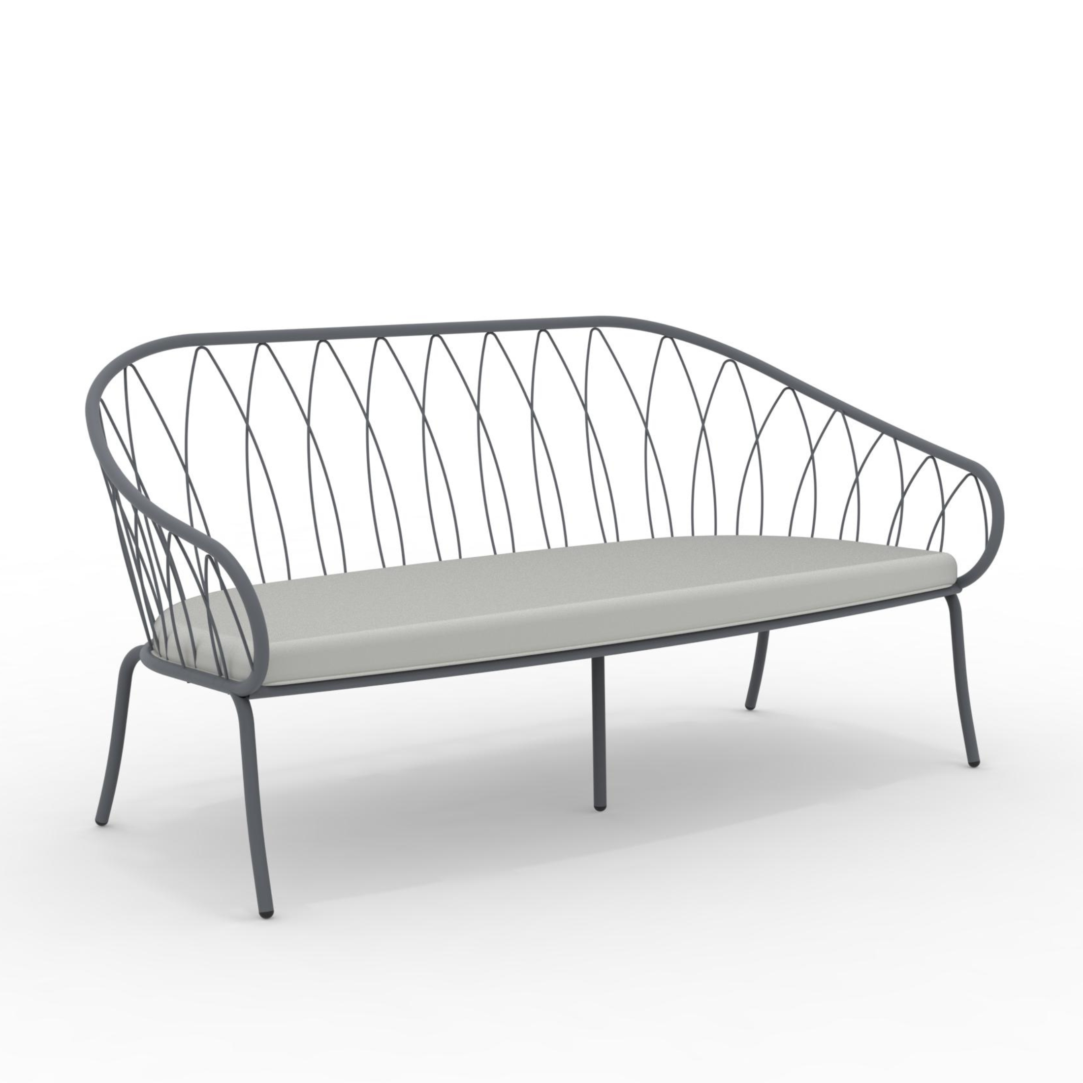 "Flora" metal garden sofa, stackable lounge bench, 160x78 cm, 75 cm high