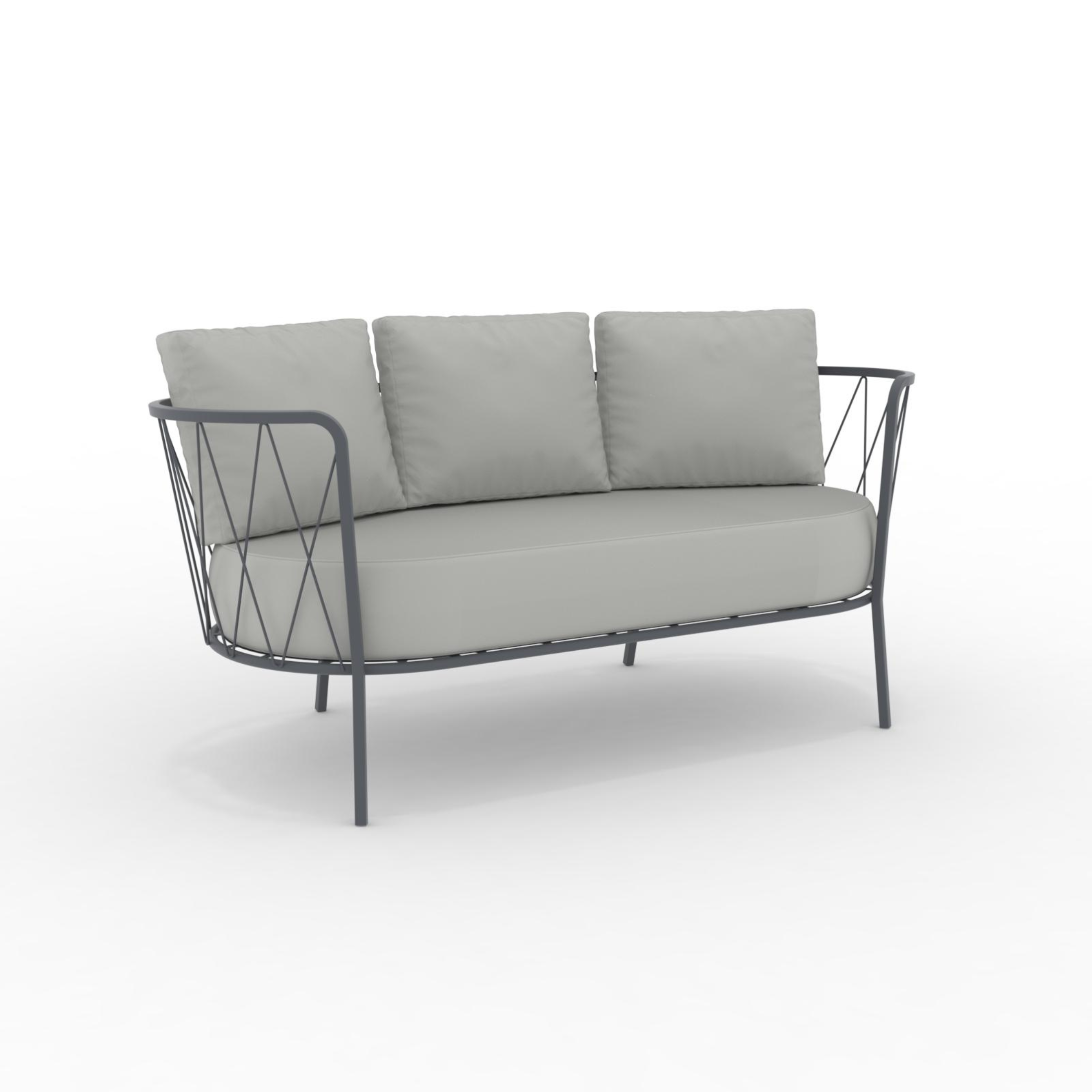 "Daisy13" 2-seater galvanized metal garden sofa lounge chair 160x73 cm 71h