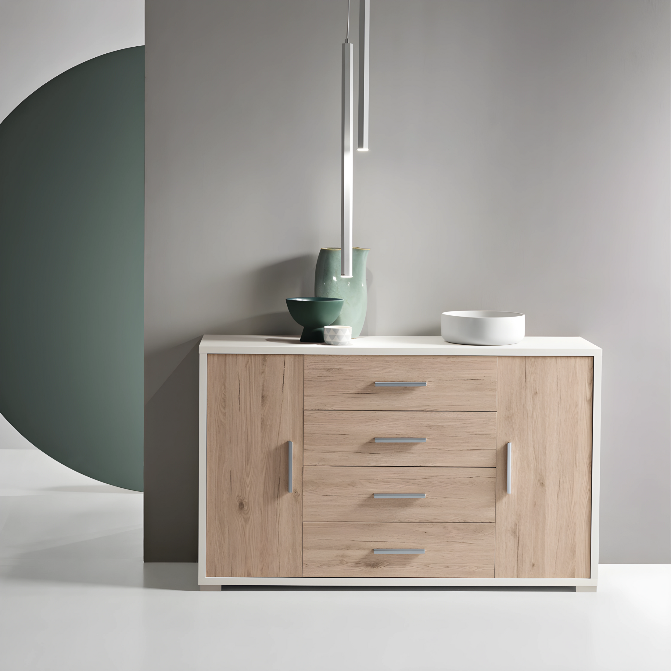 Modern sideboard with 2 doors and 4 drawers "Lisa" for entrance hall cm 137x41 84h