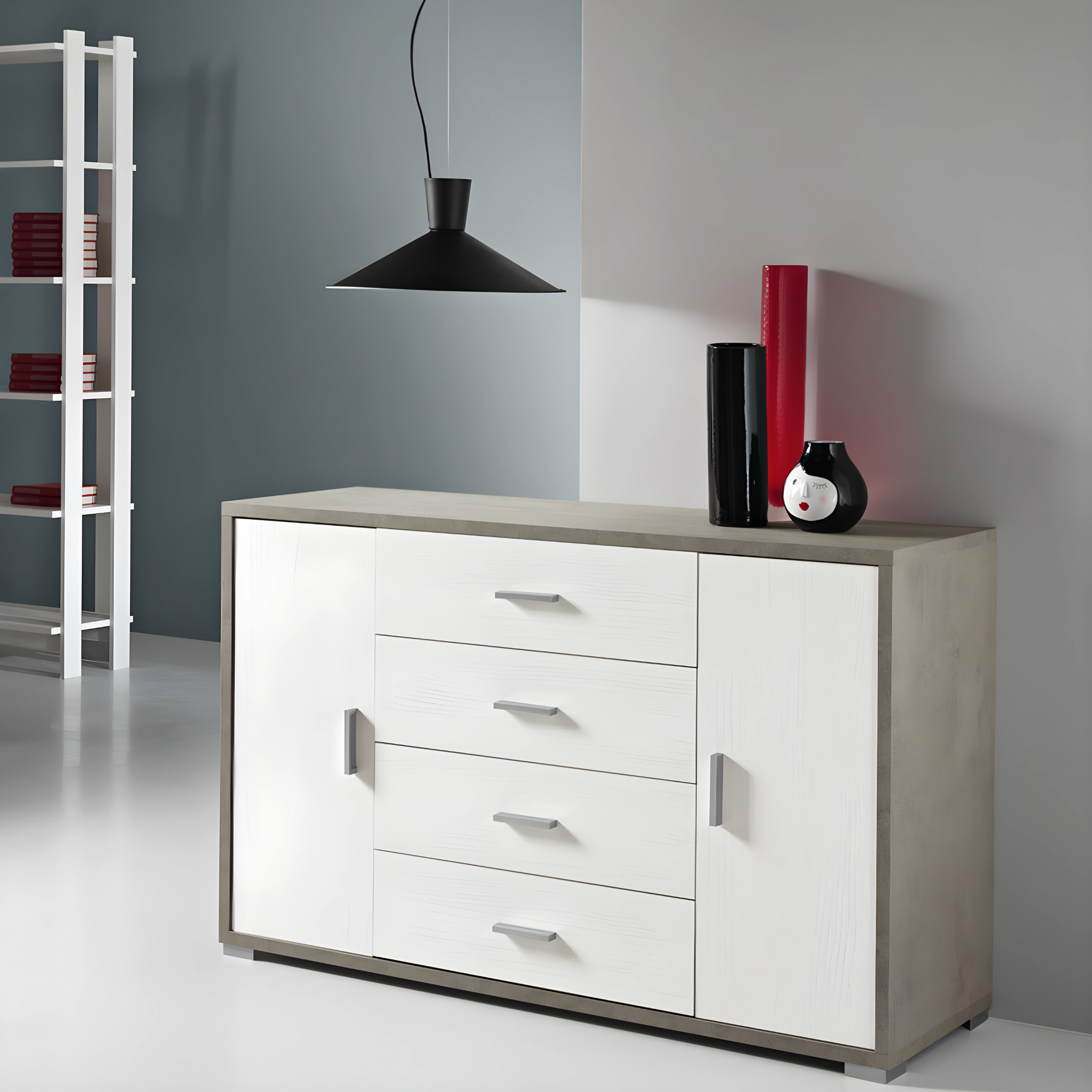 Modern sideboard with 2 doors and 4 drawers "Lisa" for entrance hall cm 137x41 84h