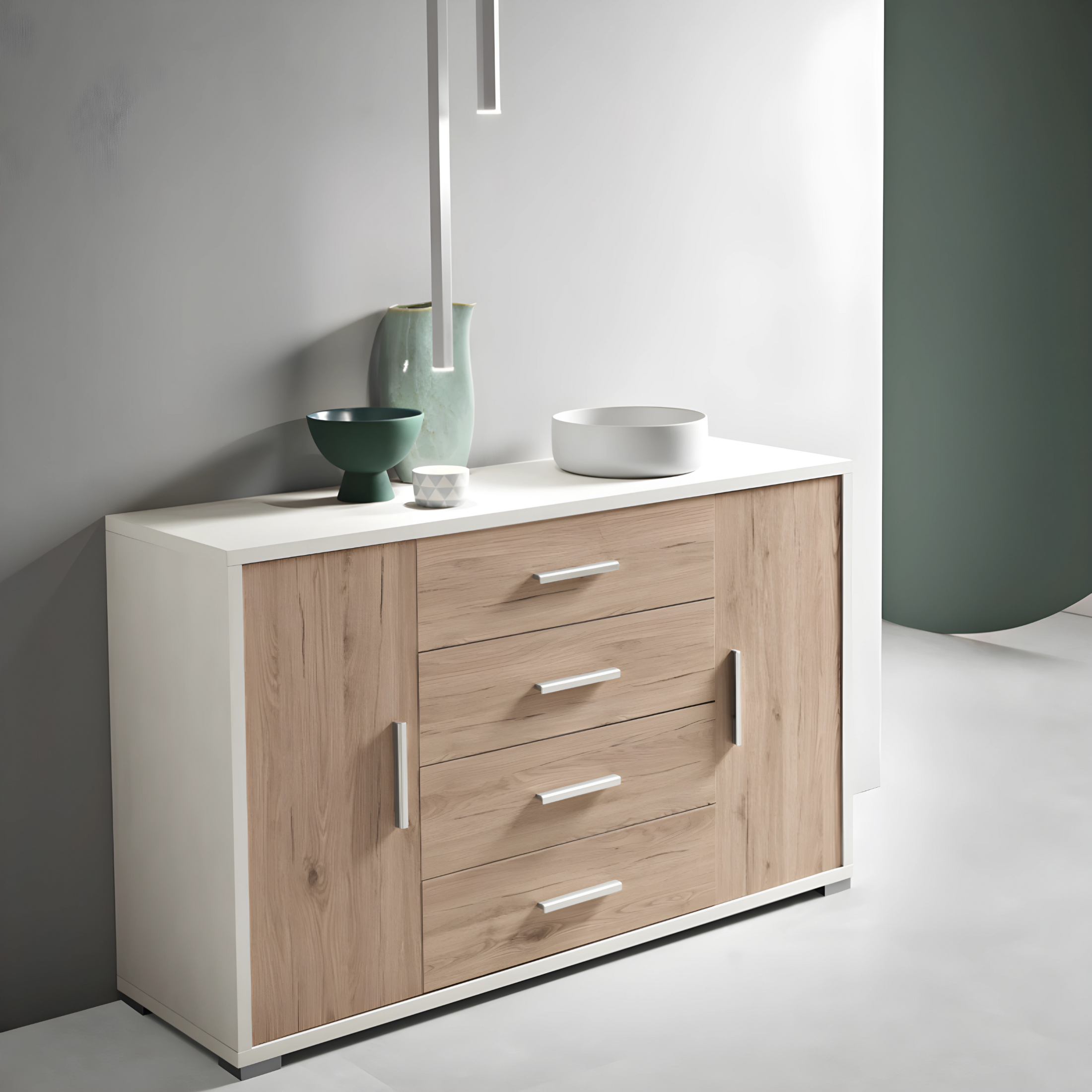 Modern sideboard with 2 doors and 4 drawers "Lisa" for entrance hall cm 137x41 84h