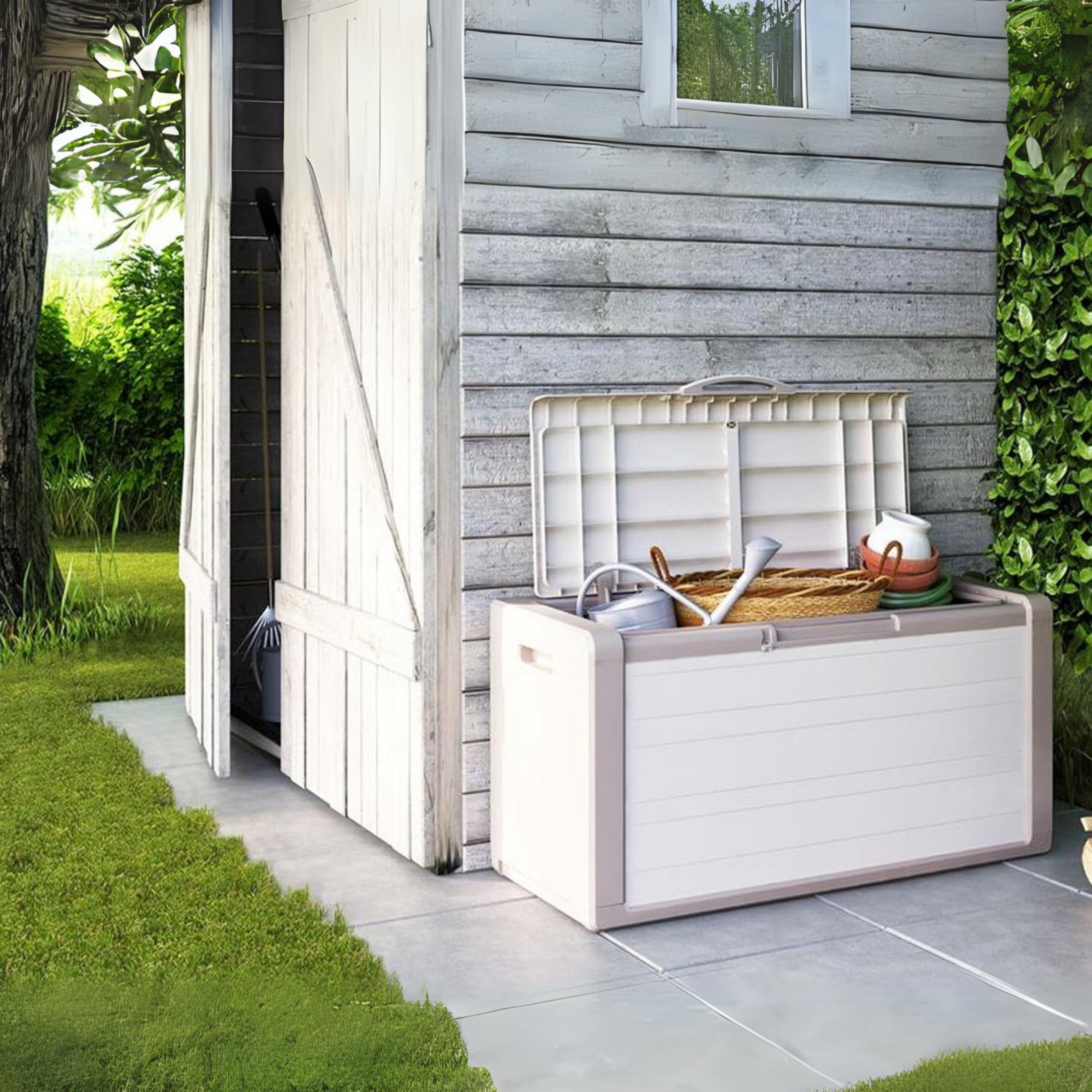 Gulliver white and beige resin chest with 300 litre container