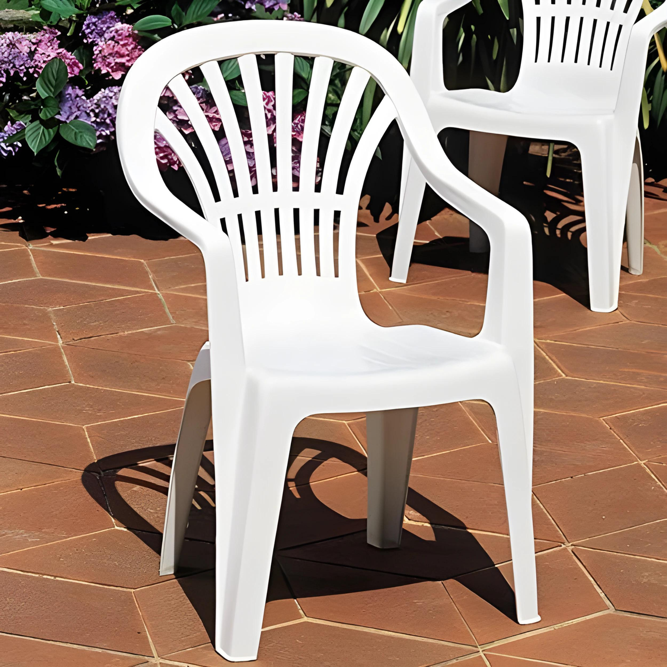 Set of 4 "Afee" stackable resin outdoor chairs with armrests for garden and veranda