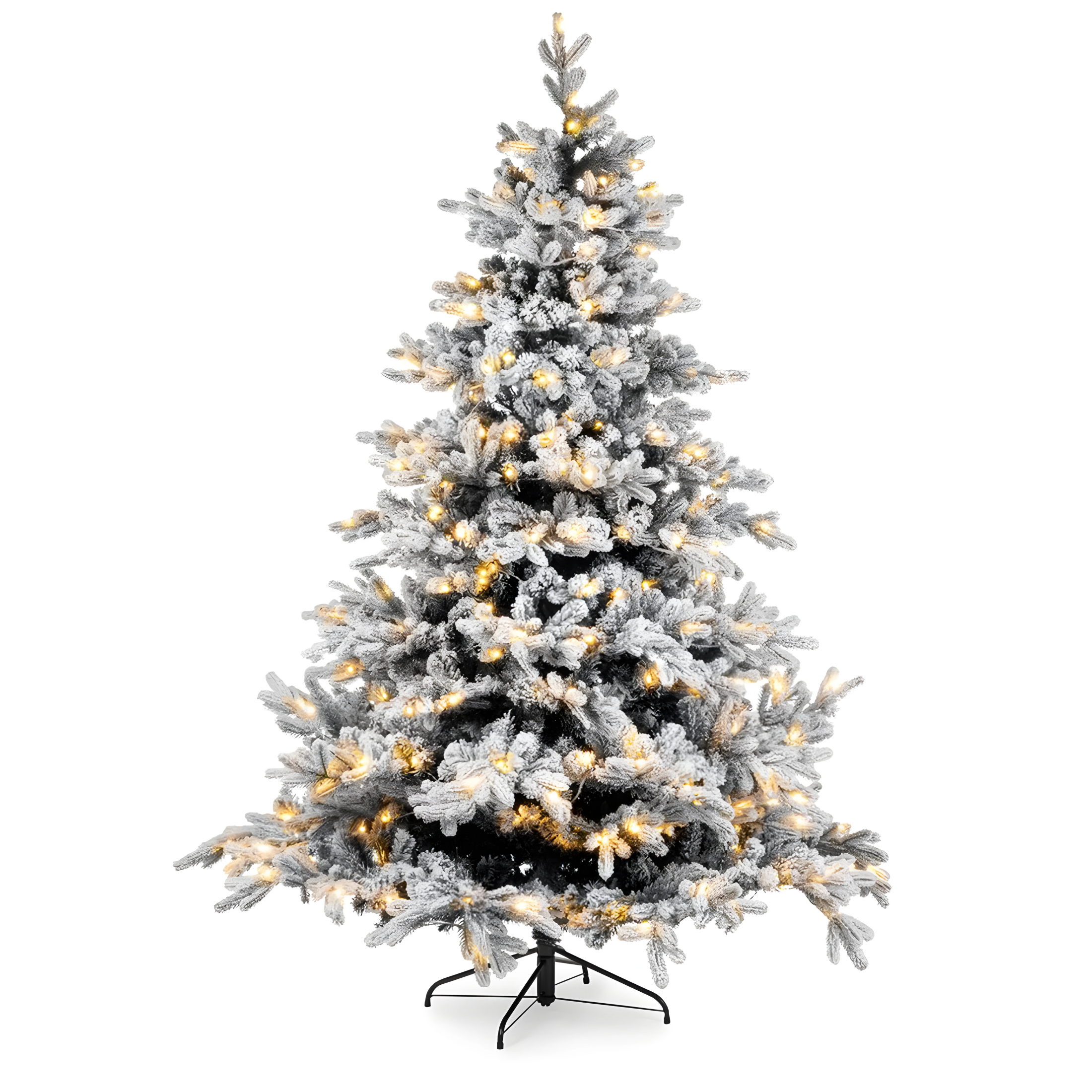 Modern snow-covered "Astro" Christmas tree with big LEDs in PE + PVC + Flock