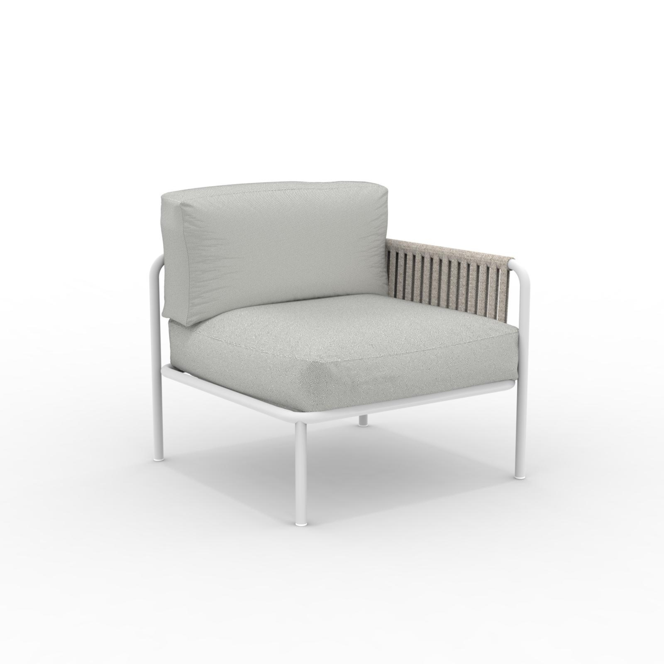 Corner sofa module with "Key West" rope backrest and cushions 80x80 cm 64h