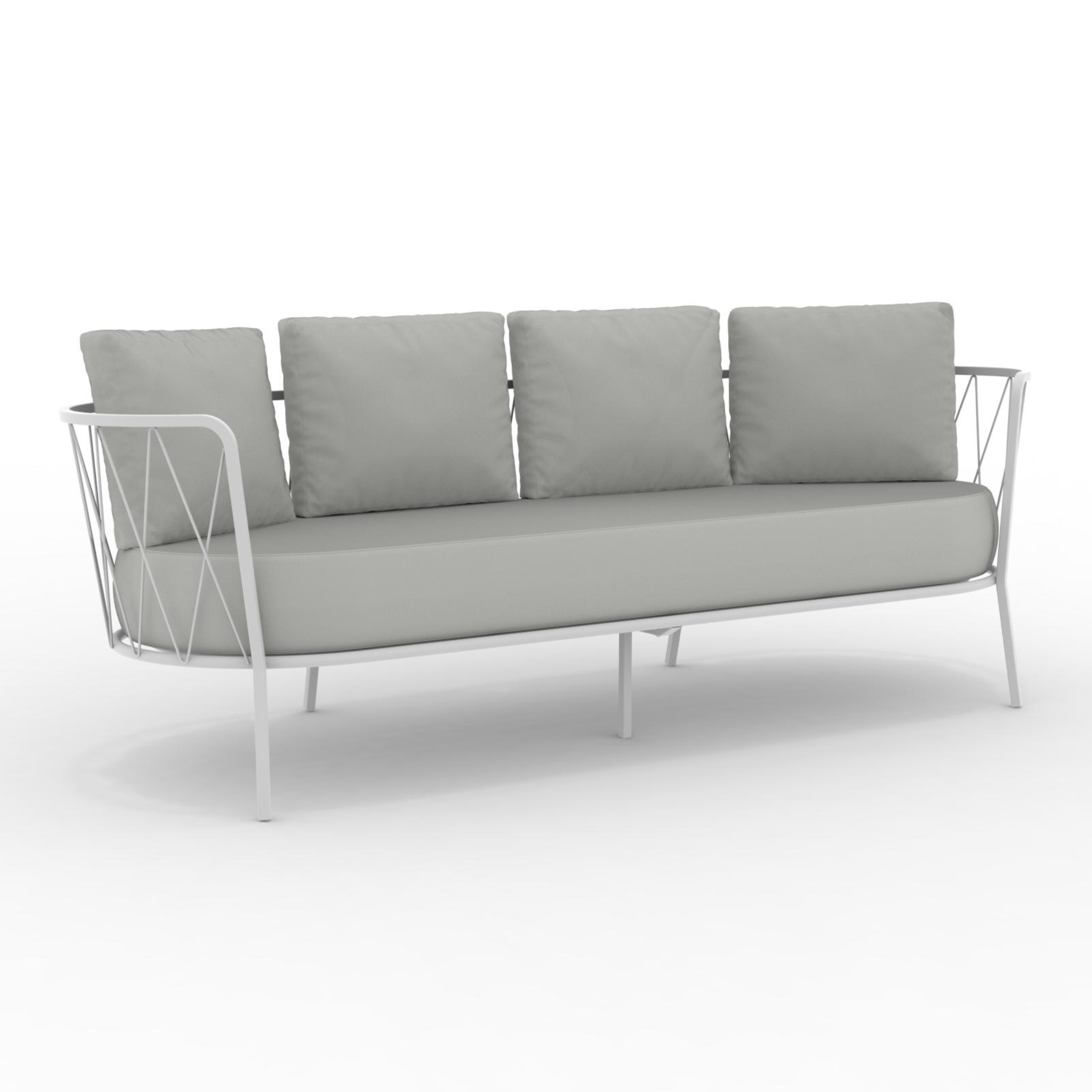 "Daisy14" 3-seater galvanized metal garden lounge sofa, 220x80 cm, 71 cm high