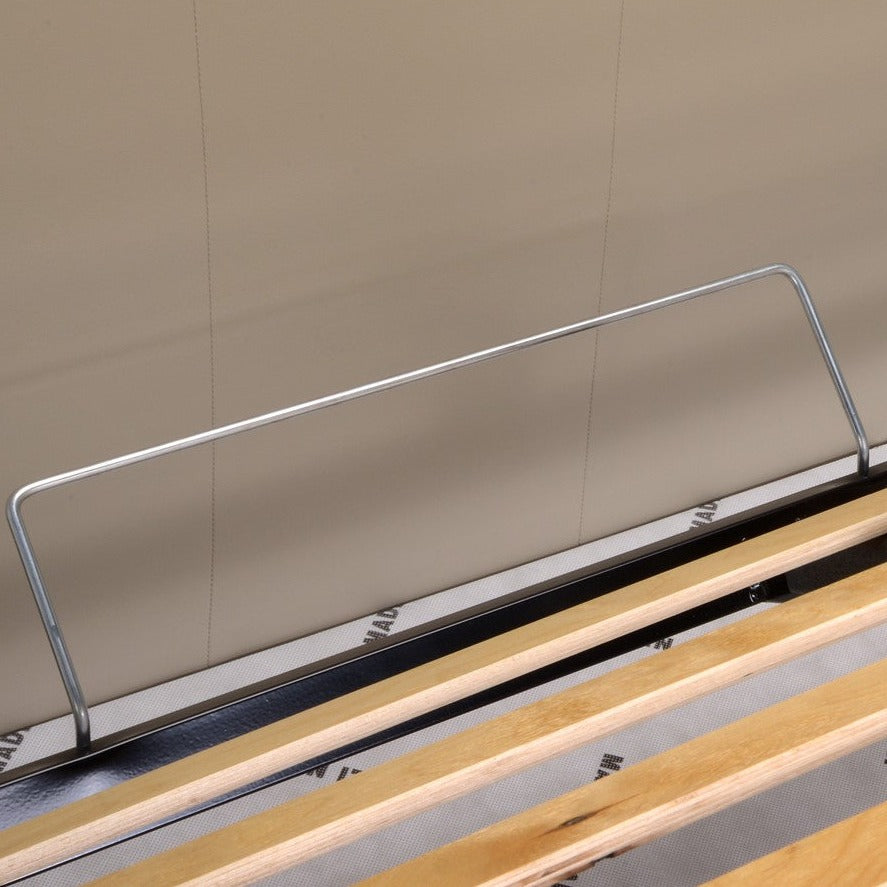 "Milano" storage bed with padded Idro fabric base and modern feet