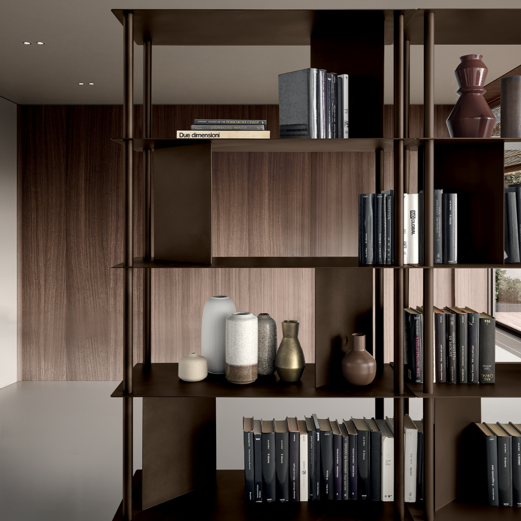 “Molin” vertical bookcase in painted metal, 90x40 cm, 190h