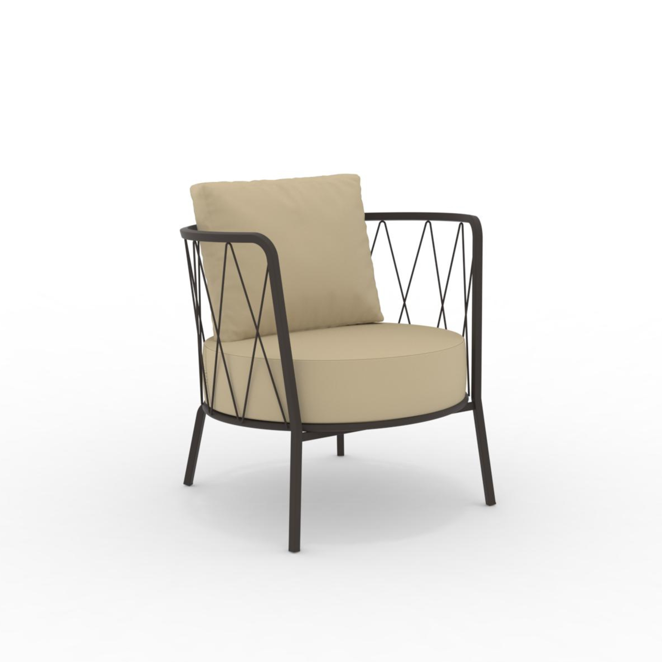 Low armchair in galvanized metal "Daisy12" garden lounge chair 73x73 cm 71h