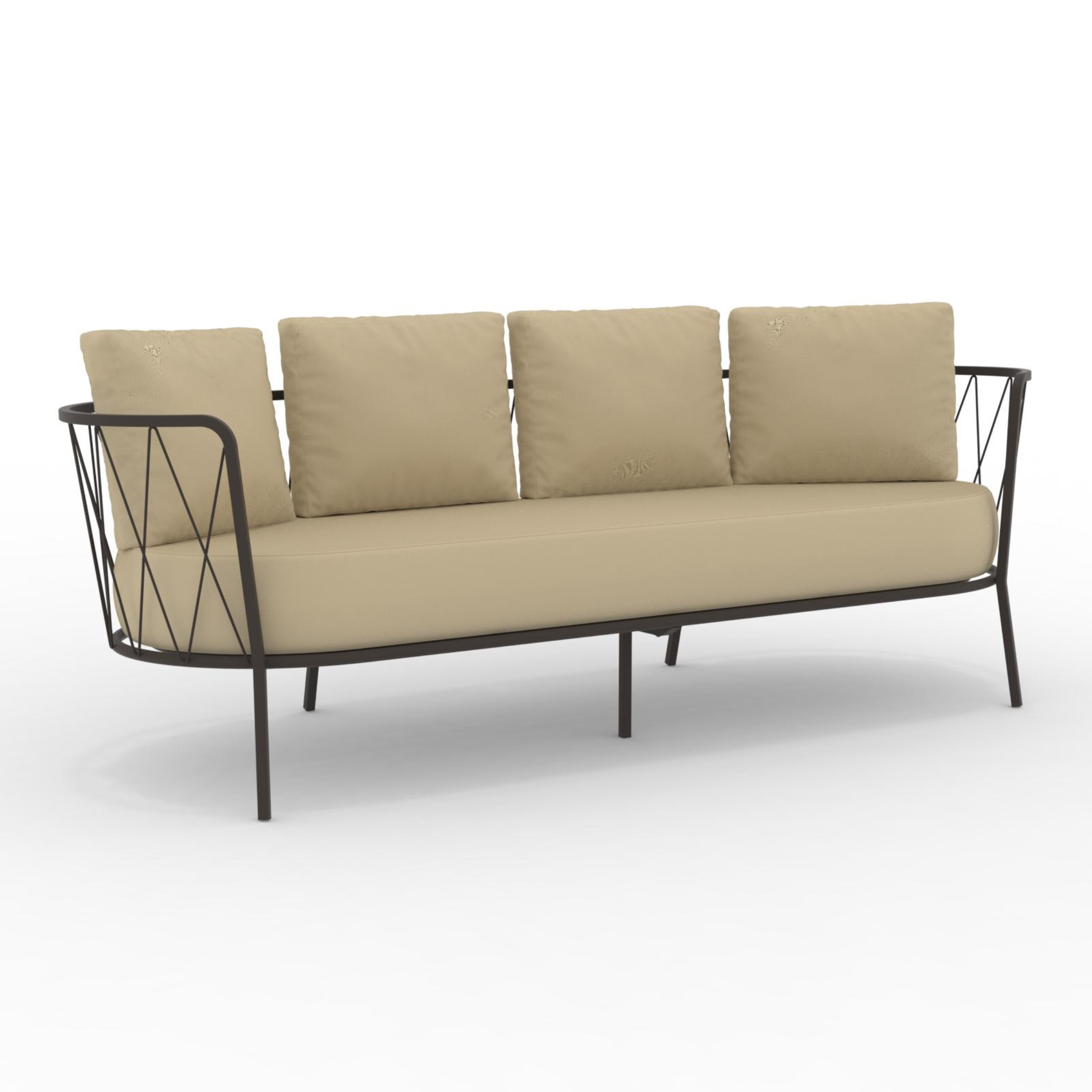 "Daisy14" 3-seater galvanized metal garden lounge sofa, 220x80 cm, 71 cm high