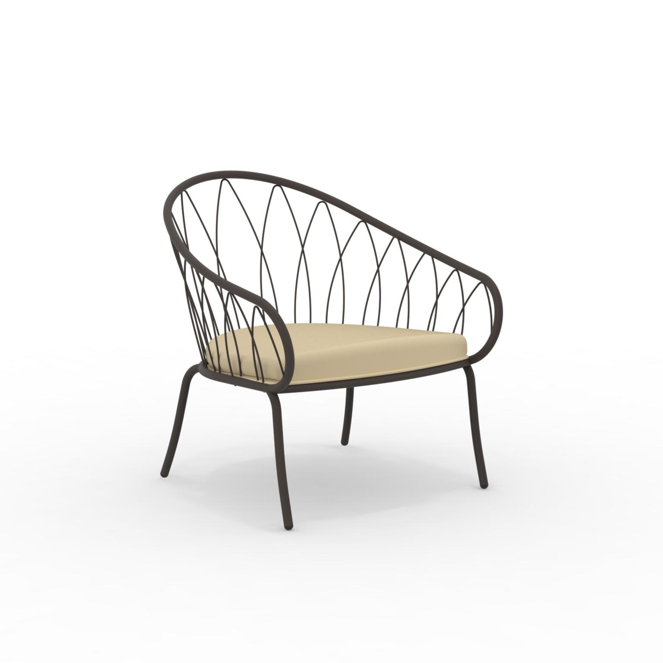 Low metal garden armchair "Flora" stackable lounge chair 75x75 cm 75h