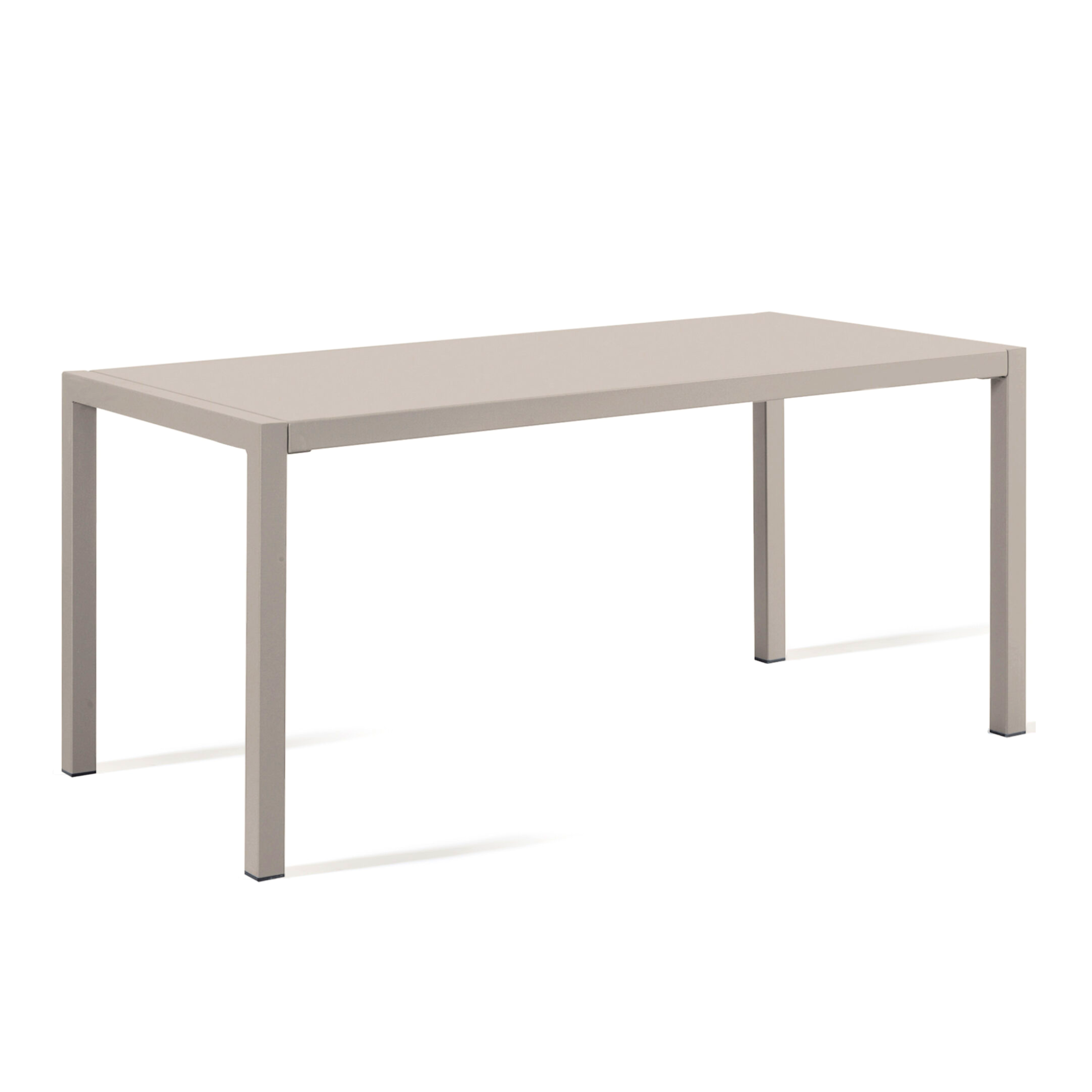 "Quatris" modern fixed rectangular metal garden table, stackable, 75 cm high.